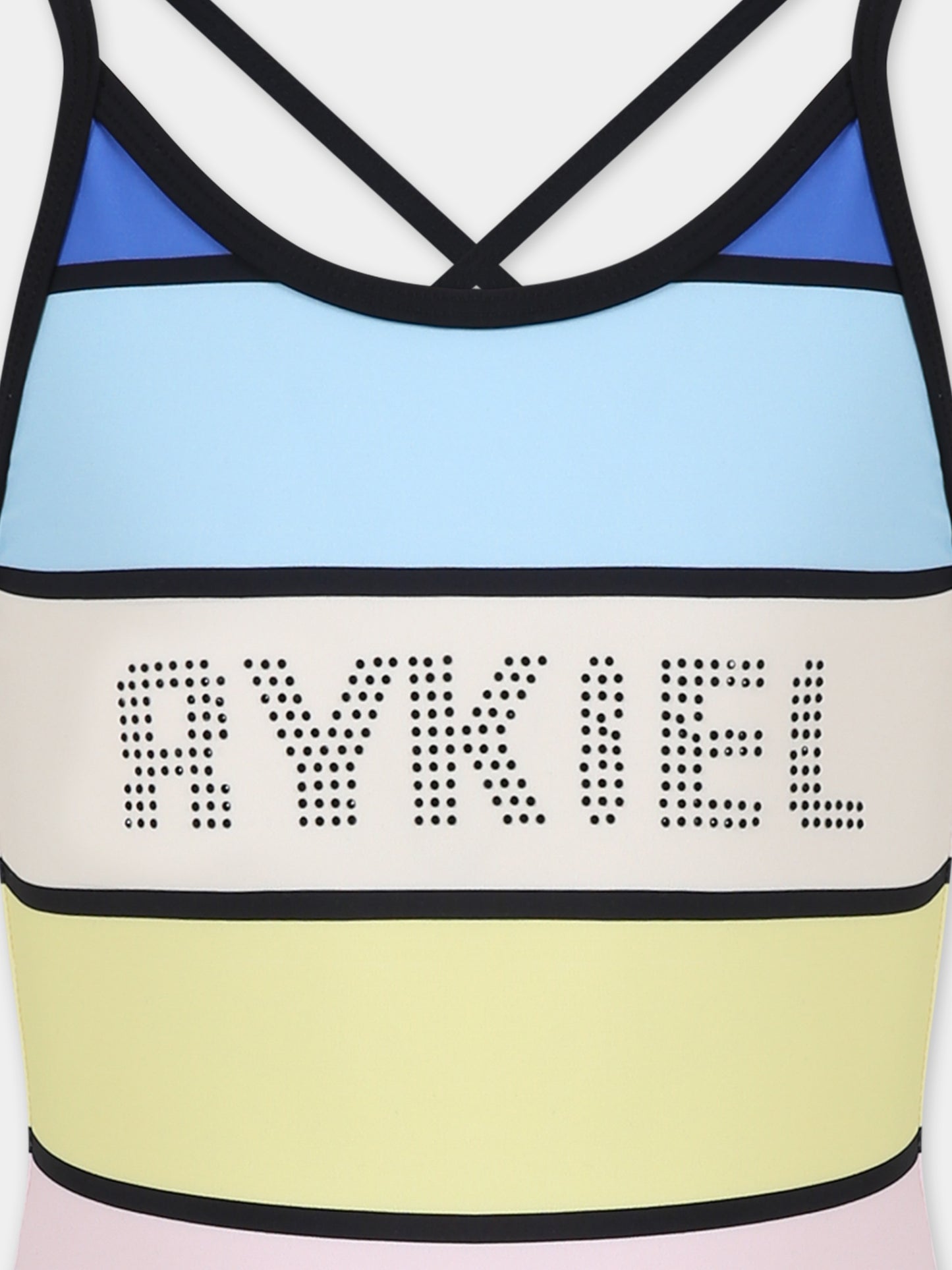 Costume intero multicolor per bambina con logo