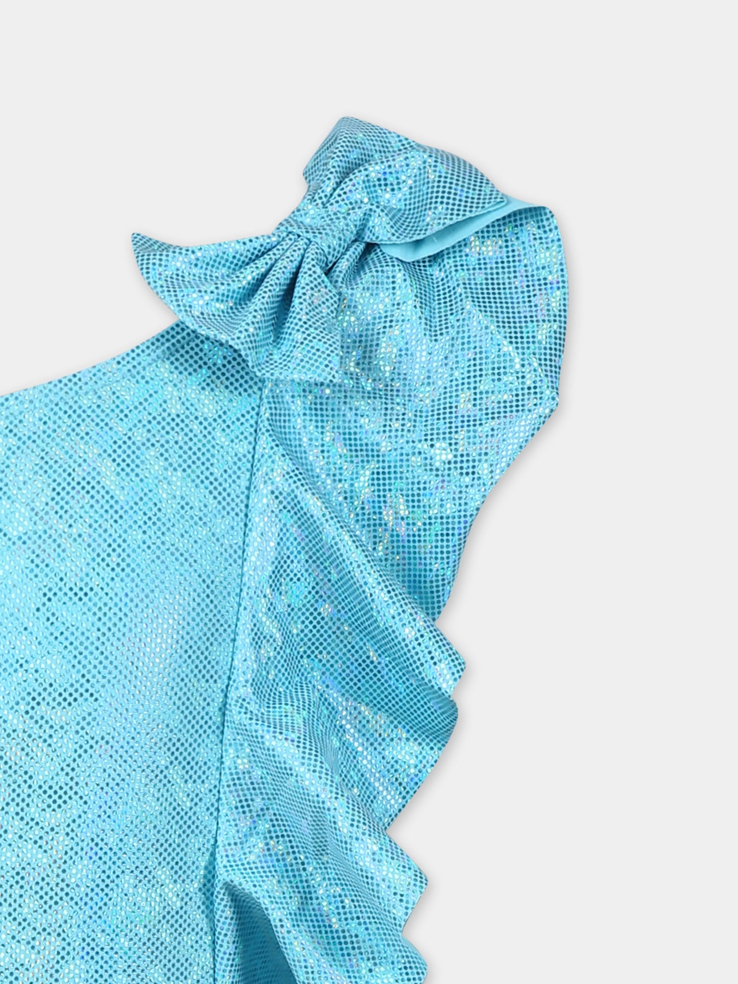 Costume intero azzurro per bambina con fiocco