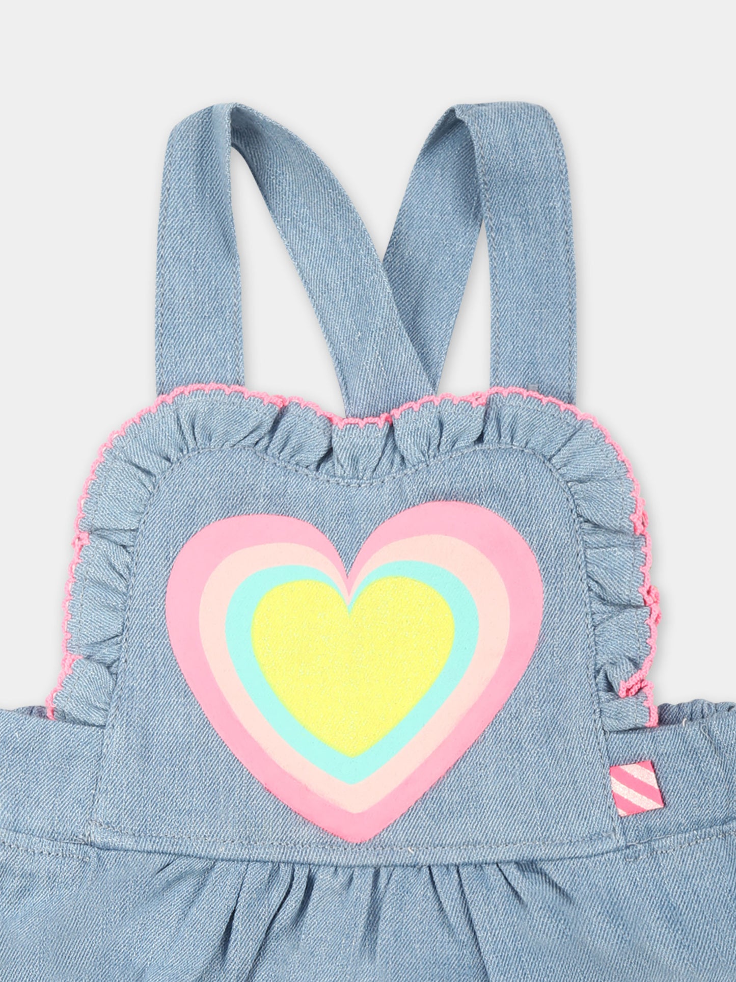 Salopette denim per neonata con cuore,Billieblush,U21005 Z10