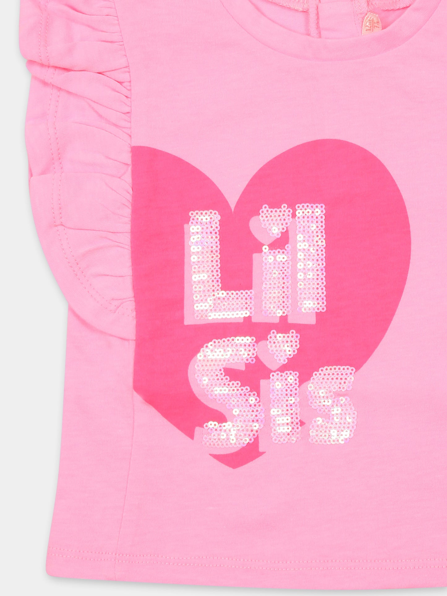 T-shirt rosa per neonata con cuore e scritta