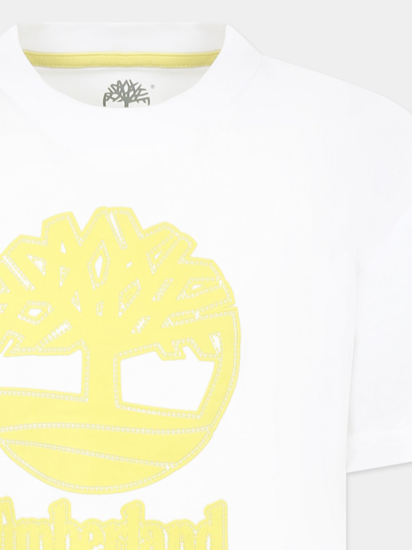 T-shirt bianca per bambino con logo e albero