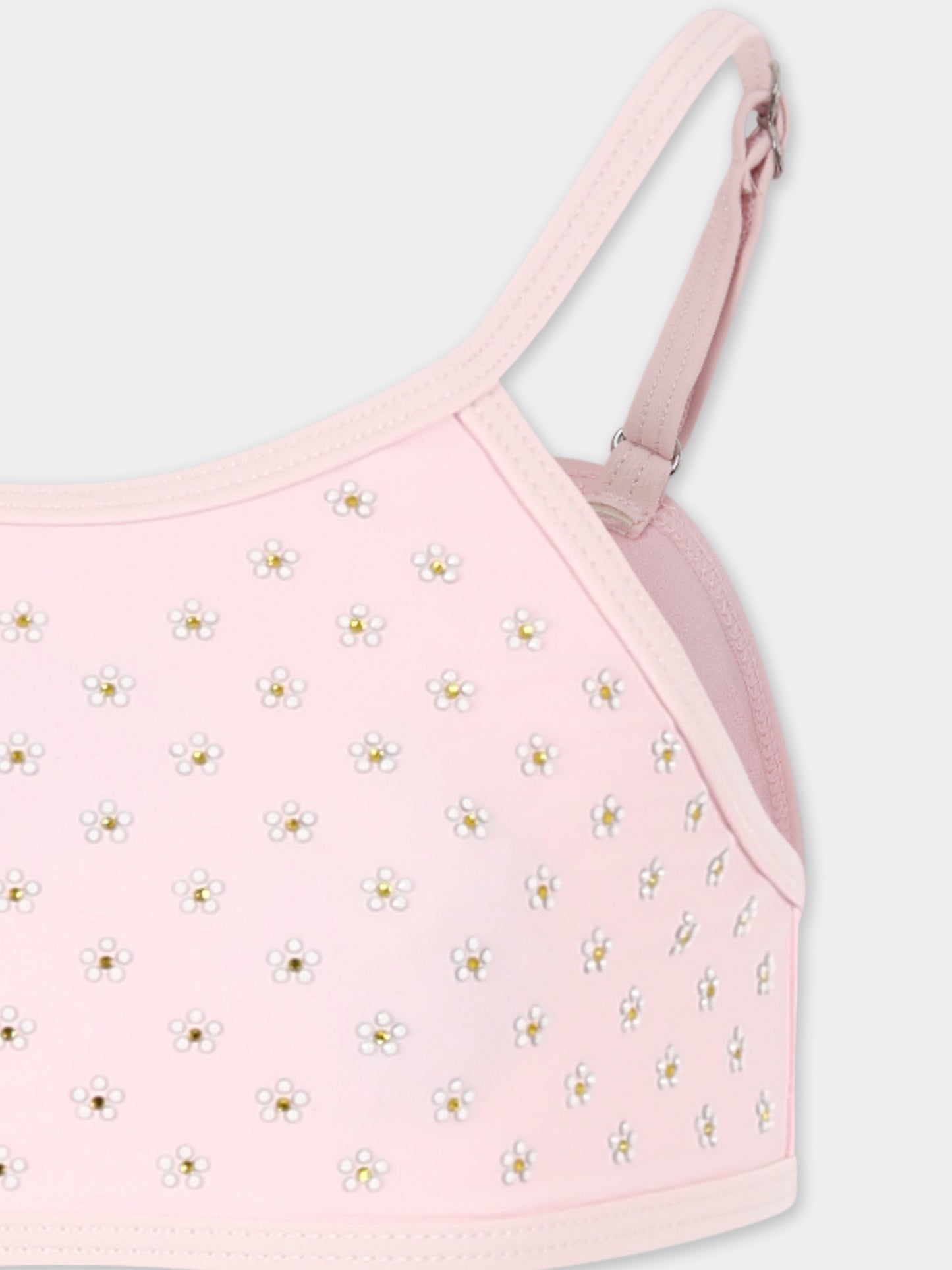 Bikini rosa per bambina con fiori