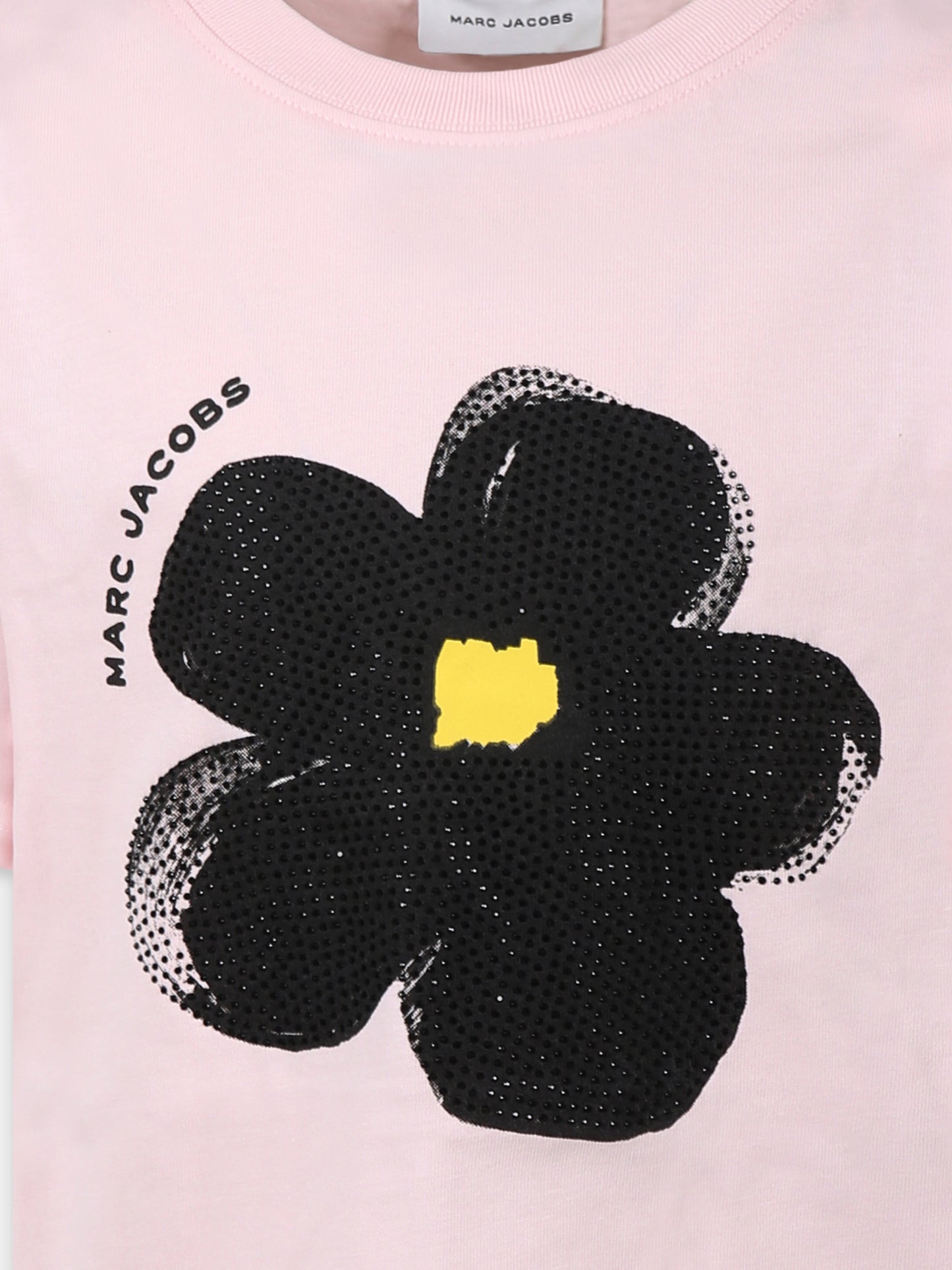 T-shirt rosa per bambina con fiore e logo