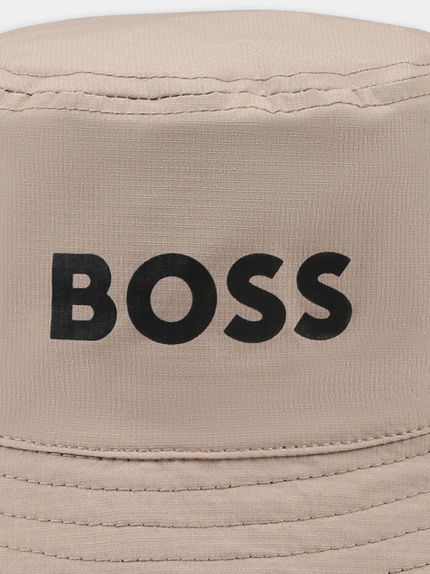 Cloche beige reversibile per bambino con logo