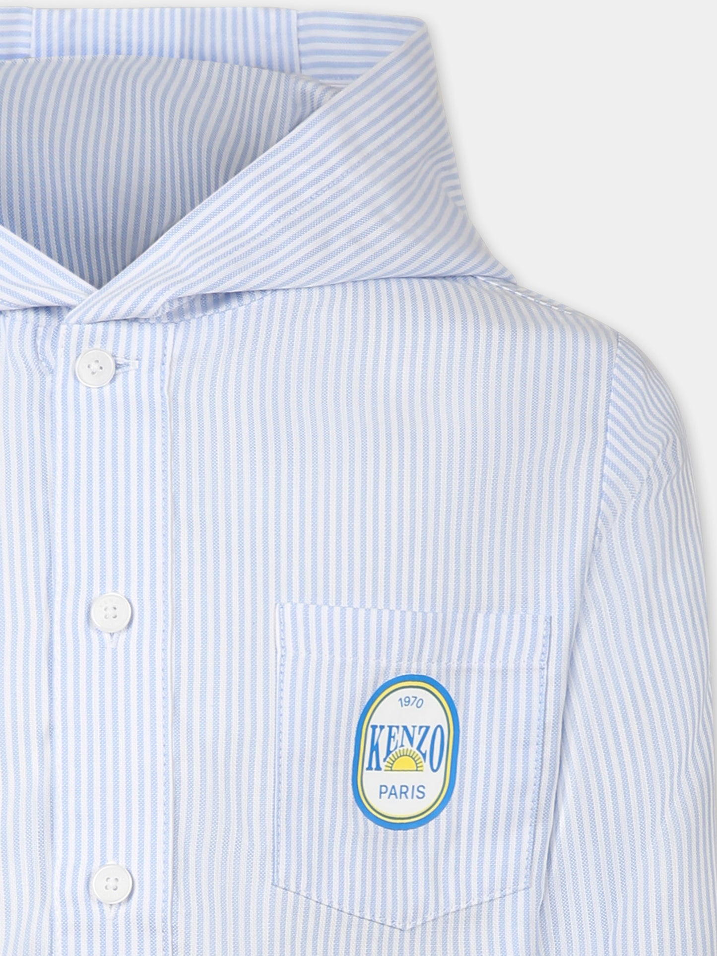 Camicia celeste per bambino con logo,Kenzo Kids,K61093 77L