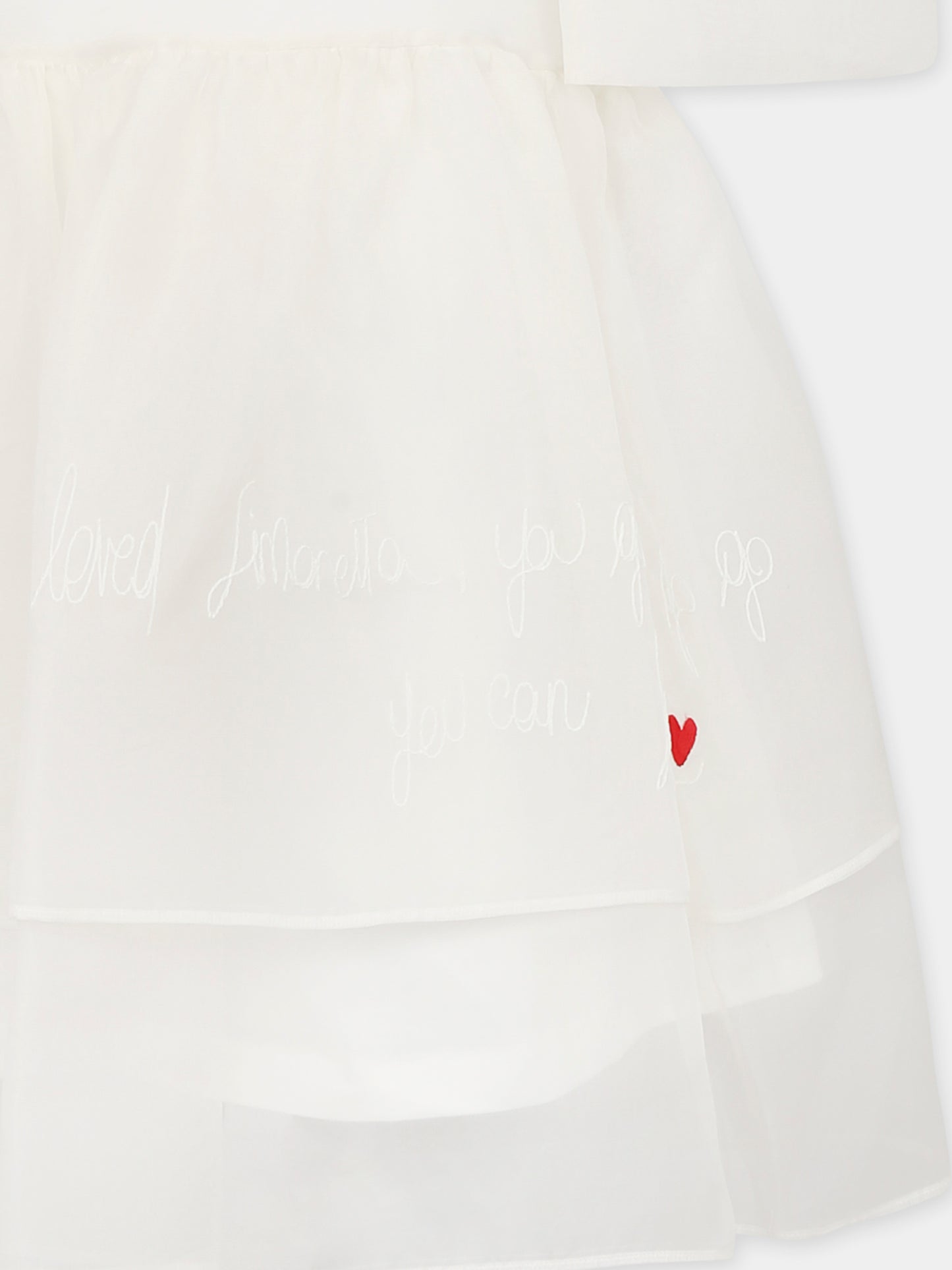 Vestito bianco per bambina con scritta e cuore
