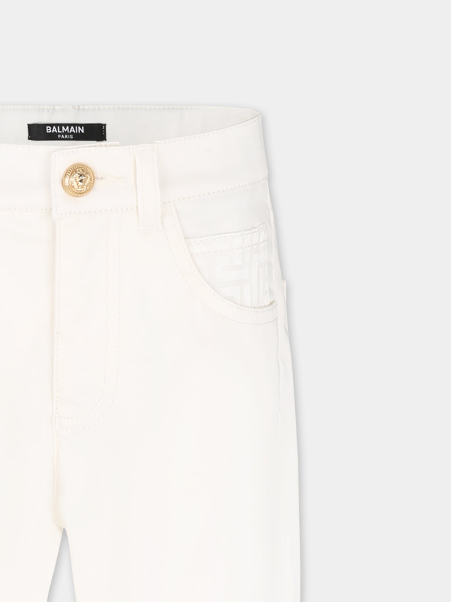Pantaloni avorio per bambino con iconico labirinto