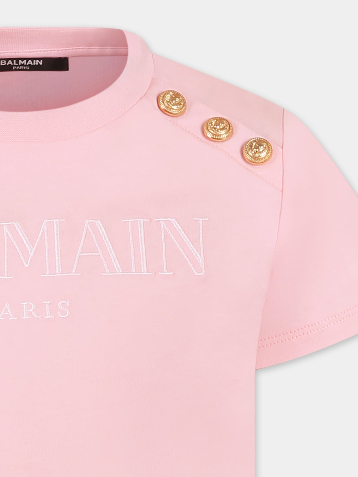 T-shirt rosa per bambina con logo