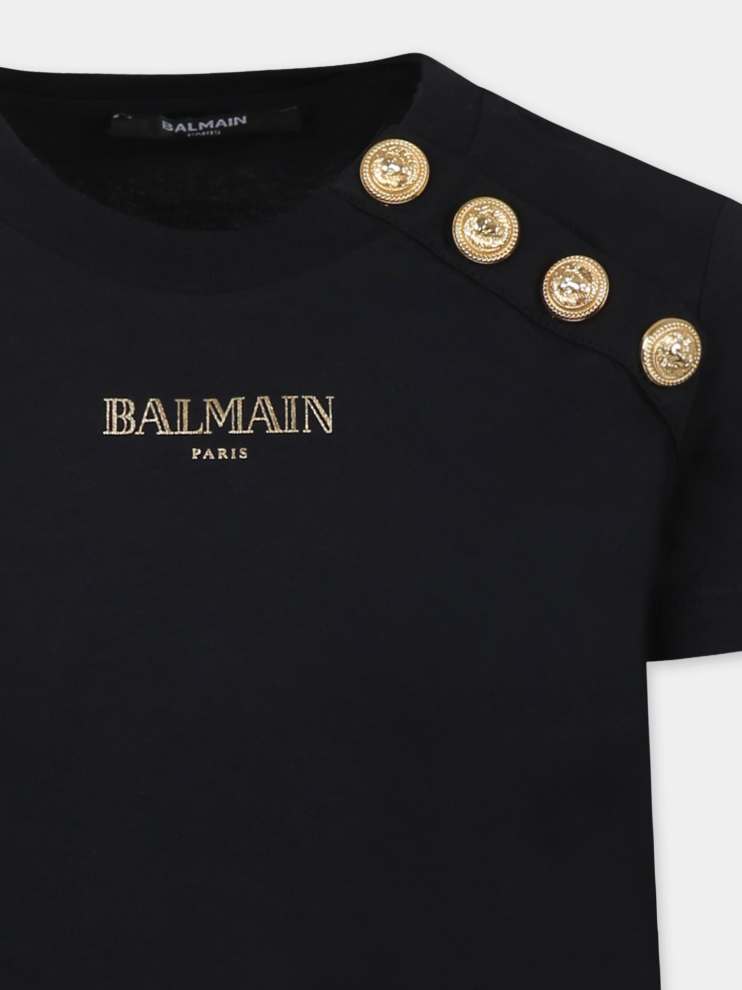 T-shirt nera per bambina con logo