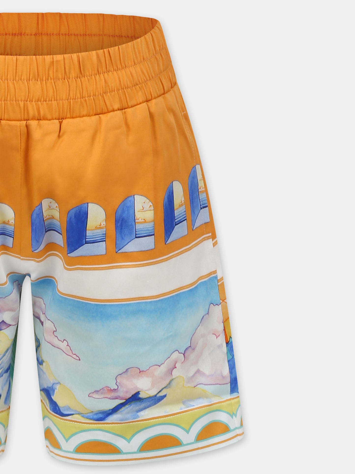 Shorts multicolor per bambino con stampa campo da tennis,Casablanca,KS25 TR 317 02 EX