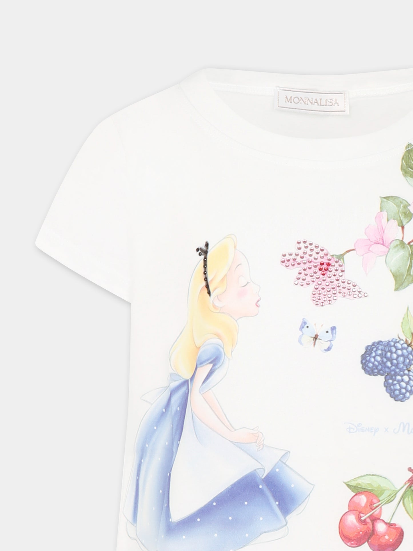 Maxi T-shirt bianca per bambina con Alice nel Pase delle Meraviglie
