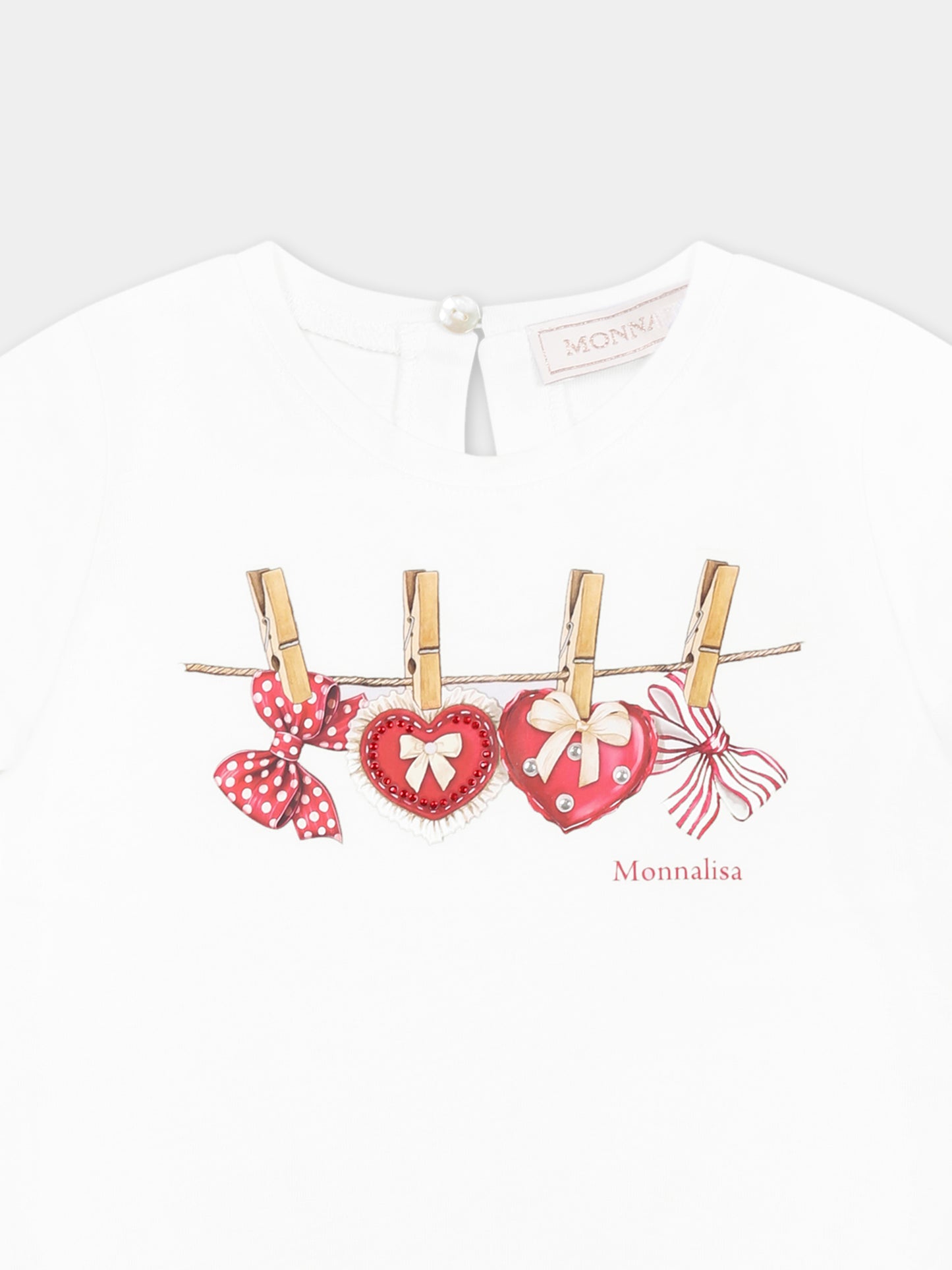 T-shirt bianca per neonata con cuori