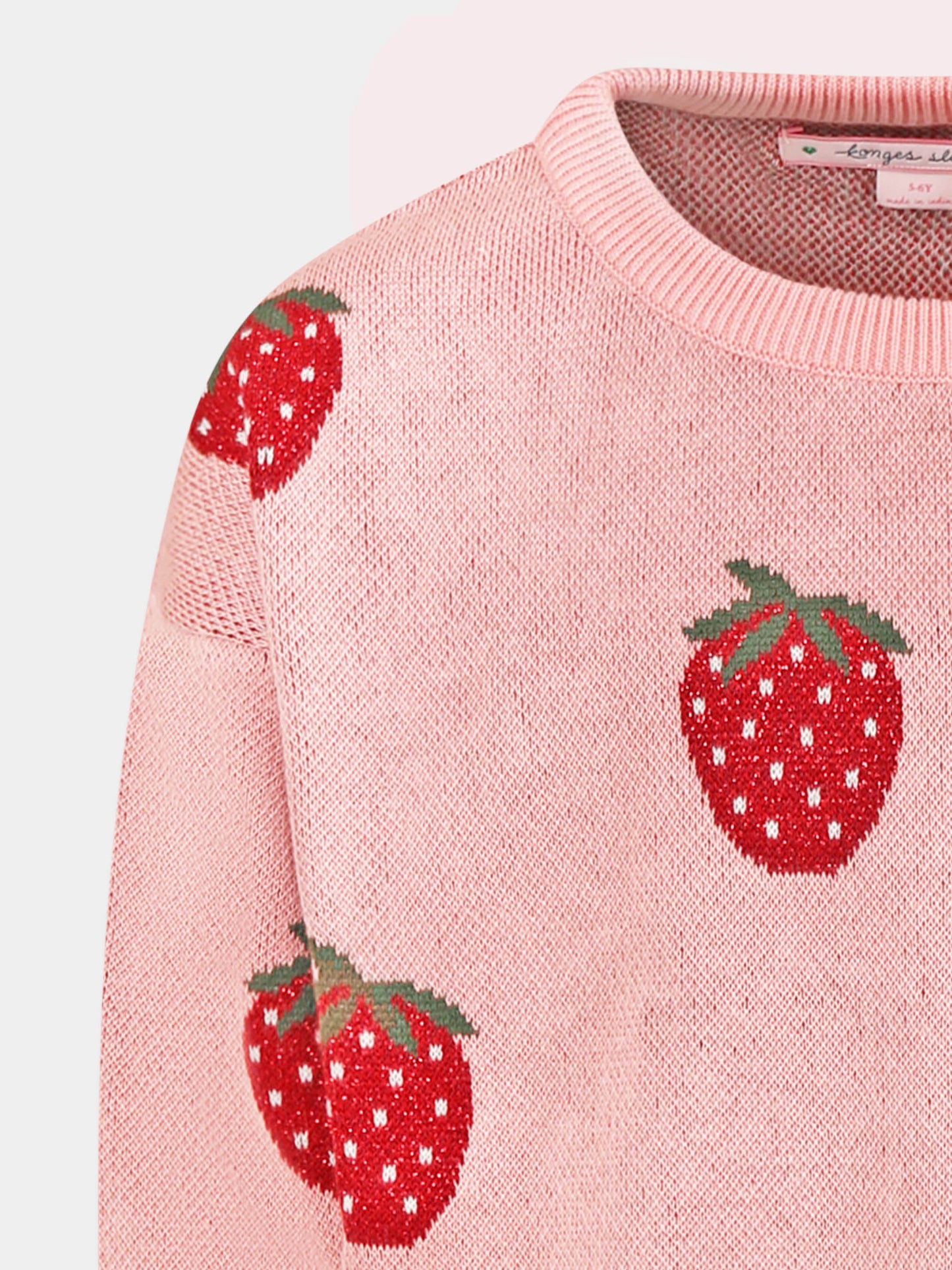 Maglione rosa per bambina con fragole
