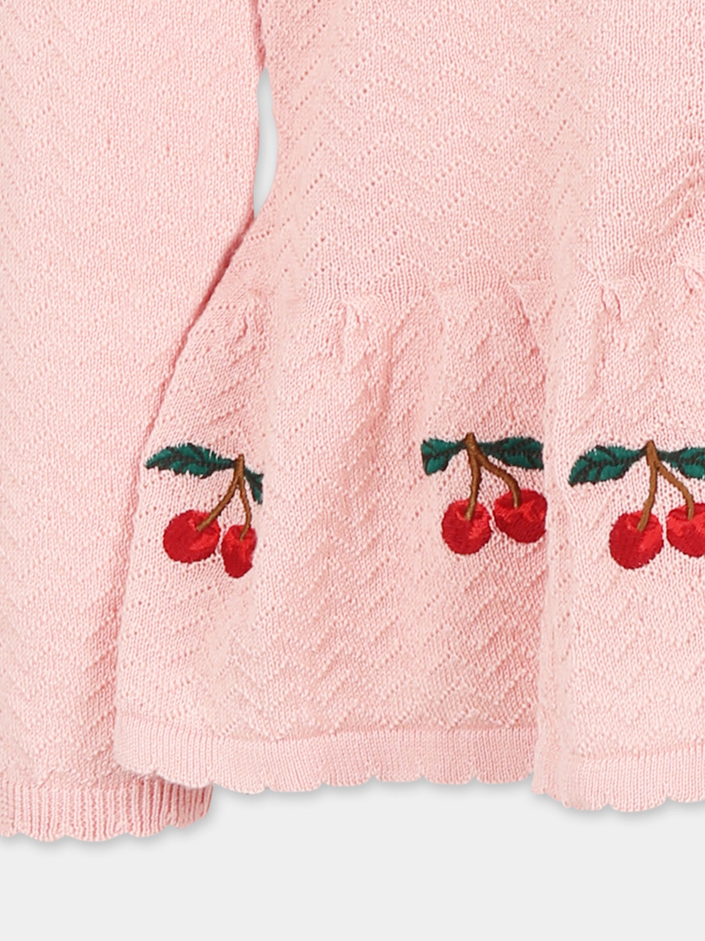 Cardigan rosa per bambina con ciliegie