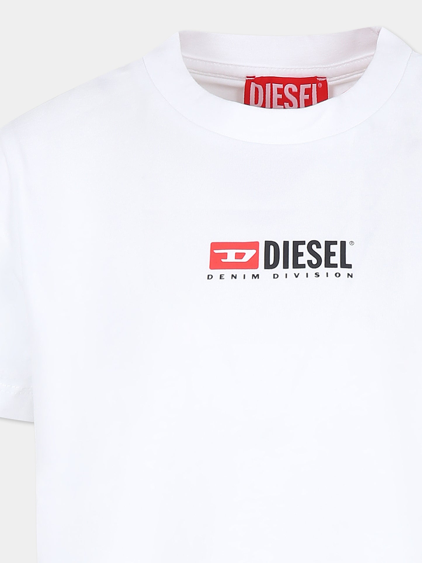 T-shirt bianca per bambino con logo,Diesel,J01732 KYATR K100