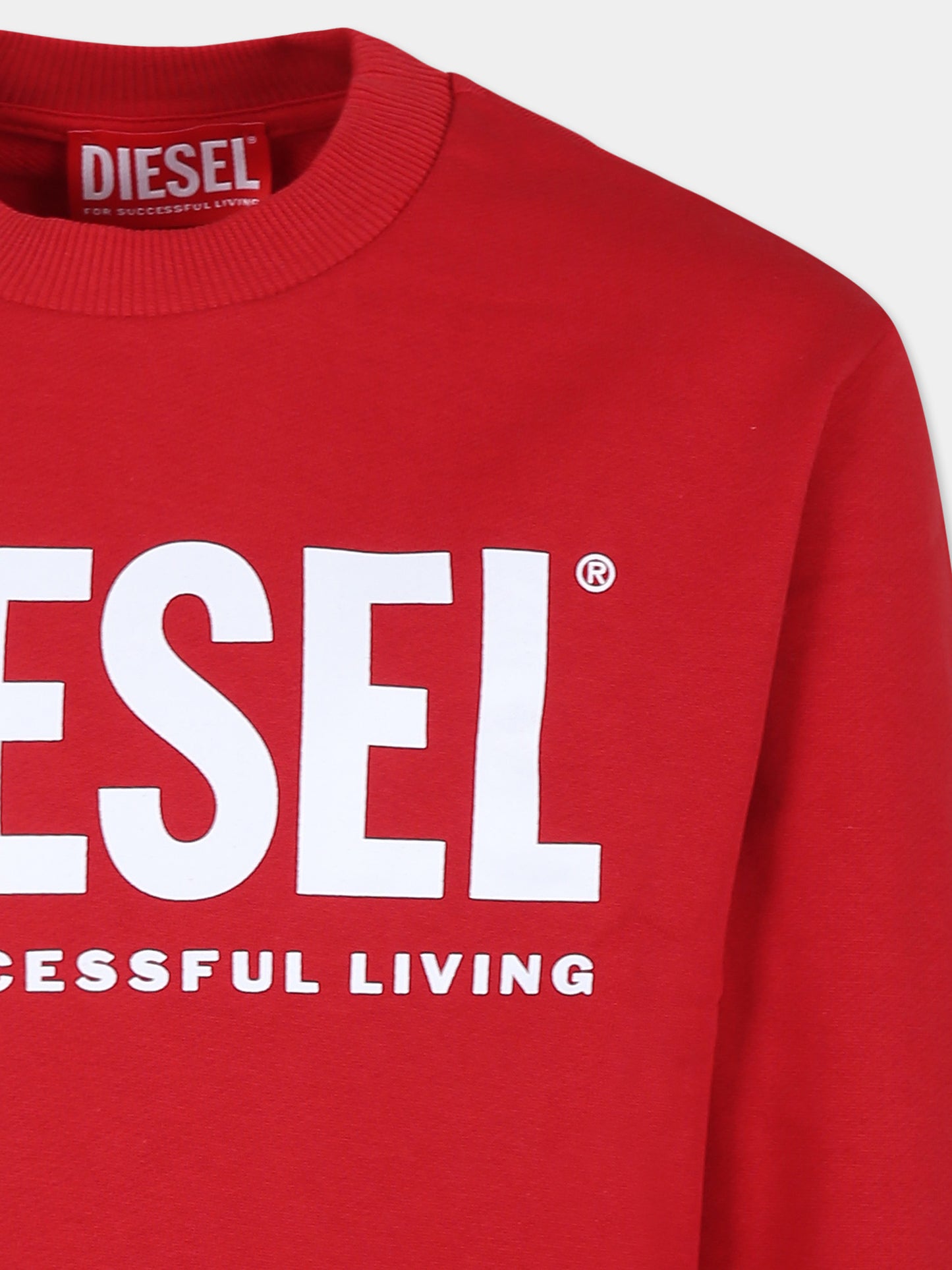 Felpa rossa per bambino con logo,Diesel,J01543 KYAVF K407