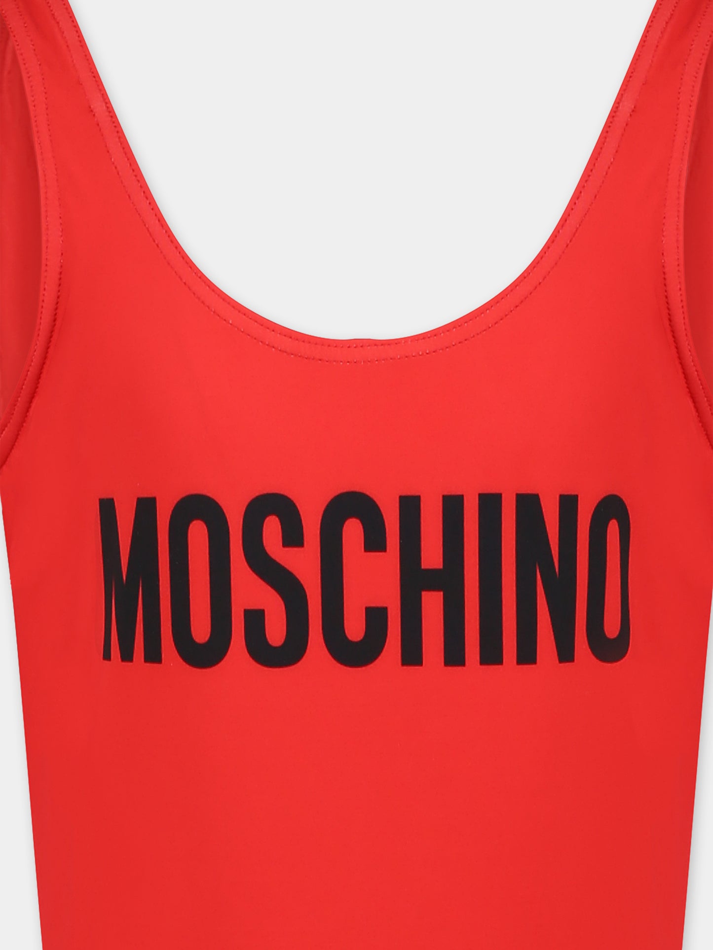 Costume intero rosso per bambina con logo,Moschino Kids,HDL013 LKA00 50109