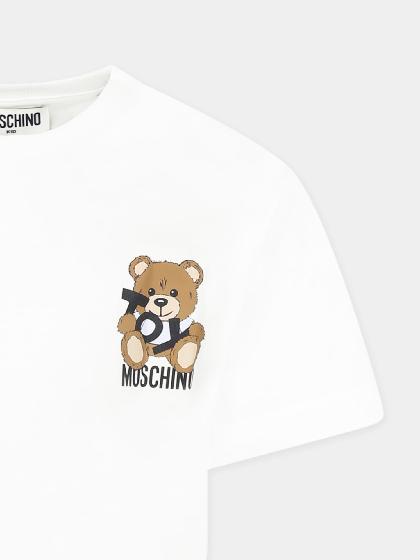 T-shirt bianca per bambini con Teddy Bear,Moschino Kids,HPM050 LAA03 10101