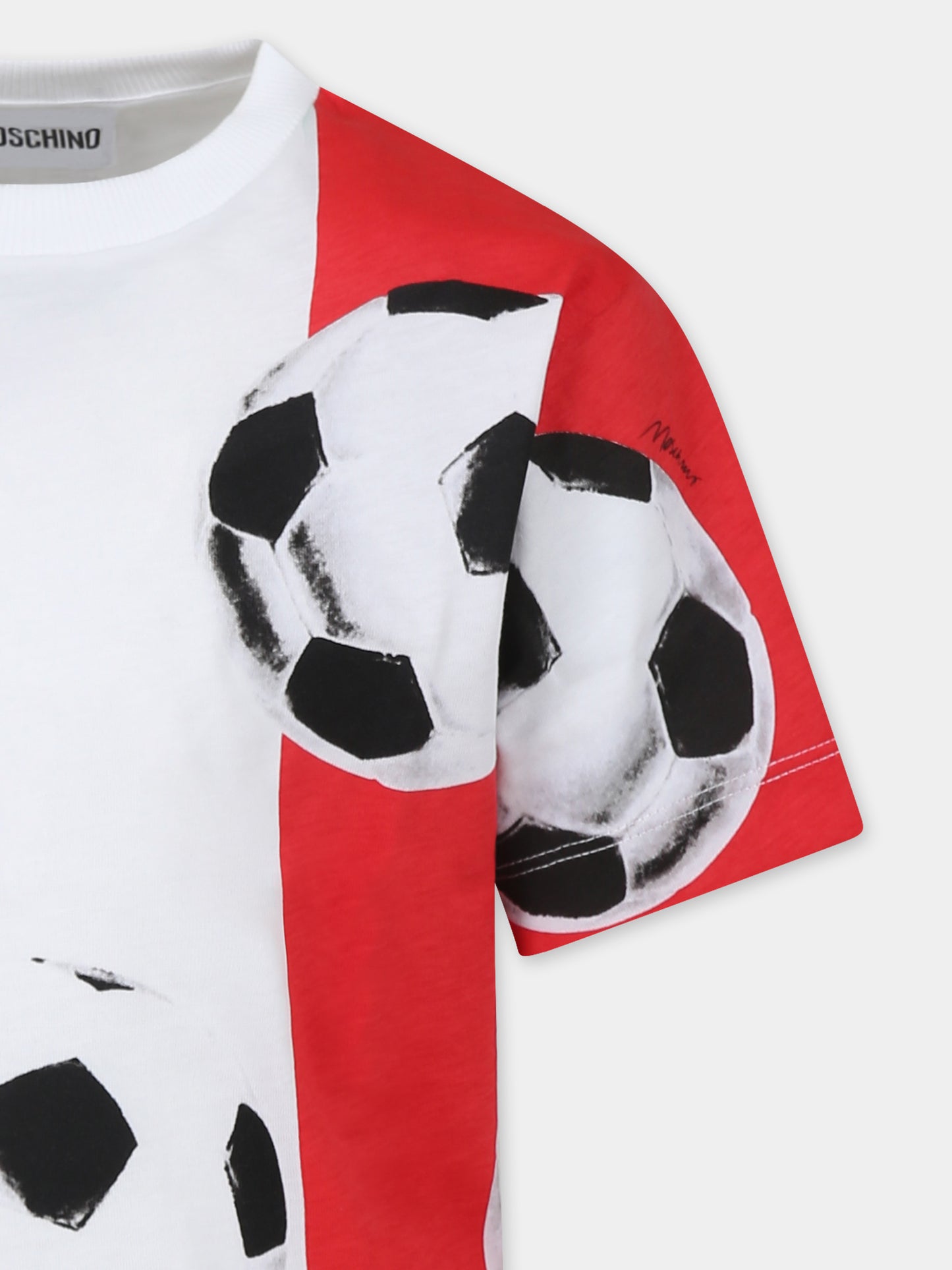 T-shirt multicolor per bambino con stampa pallone all over