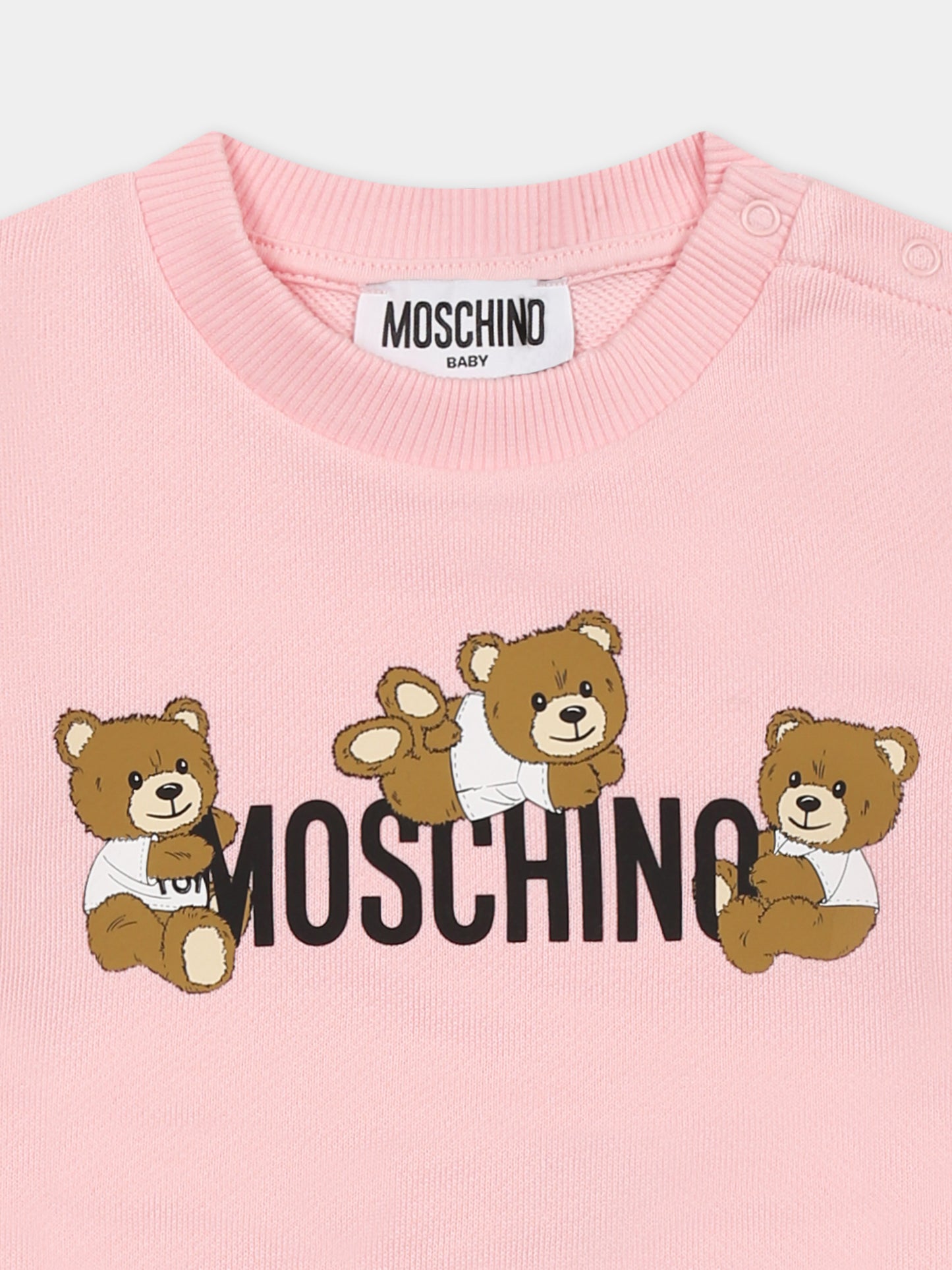 Felpa rosa per neonata con tre Teddy Bears