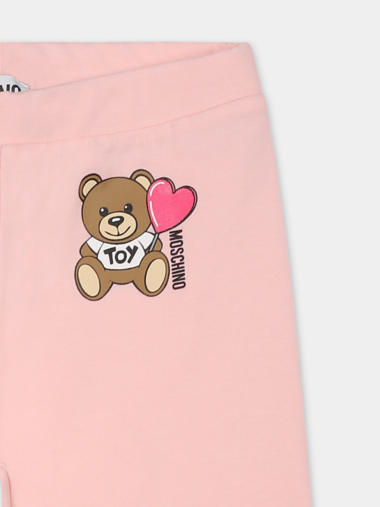 Leggings rosa per neonata con Teddy Bear e cuore