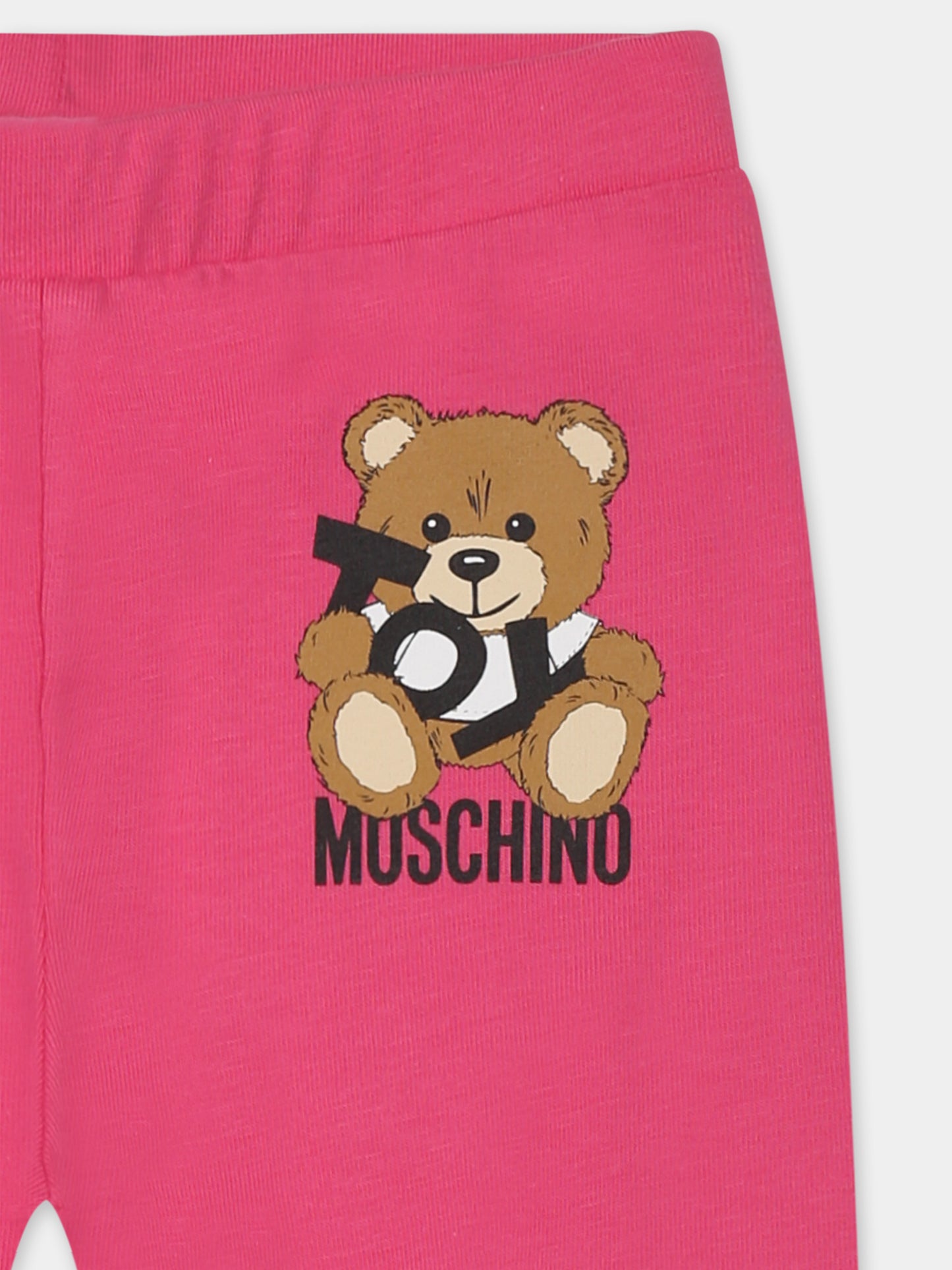 Leggings fucsia per neonata con Teddy Bear