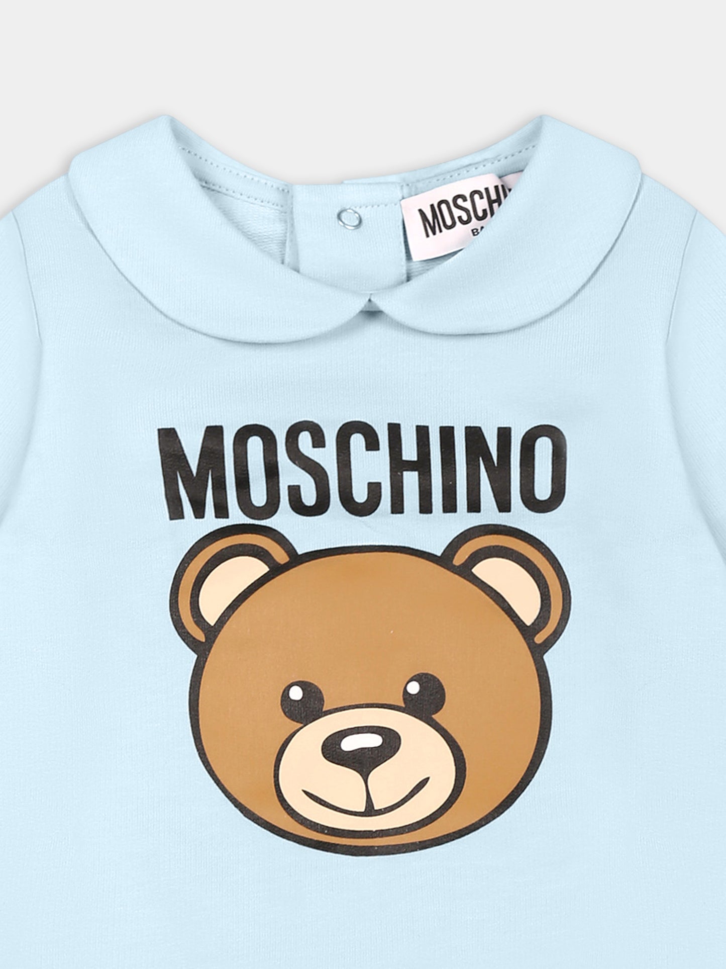 Tutina celeste per neonato con Teddy Bear e logo