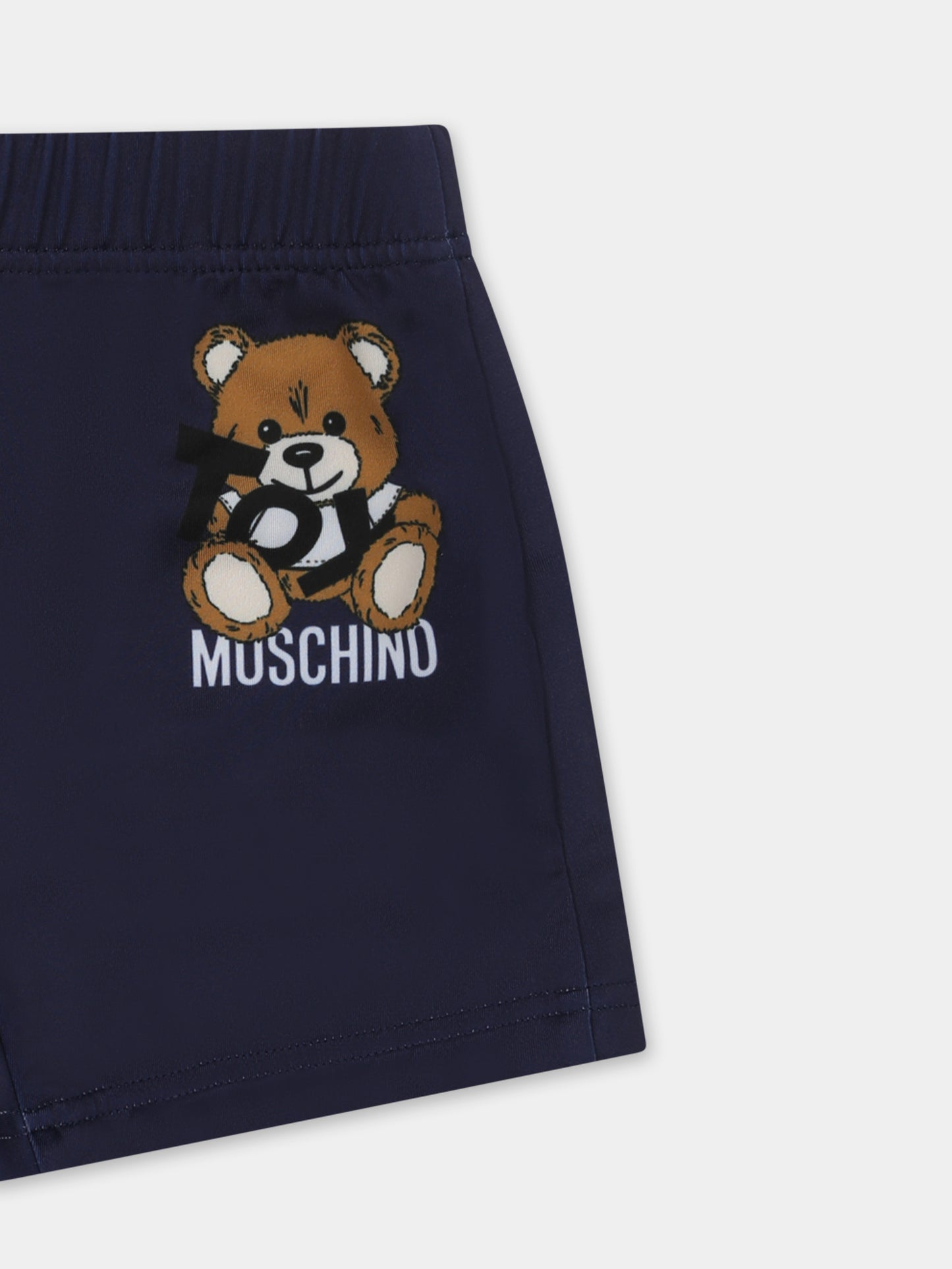Boxer mare blu per neonato con Teddy Bear e logo bianco