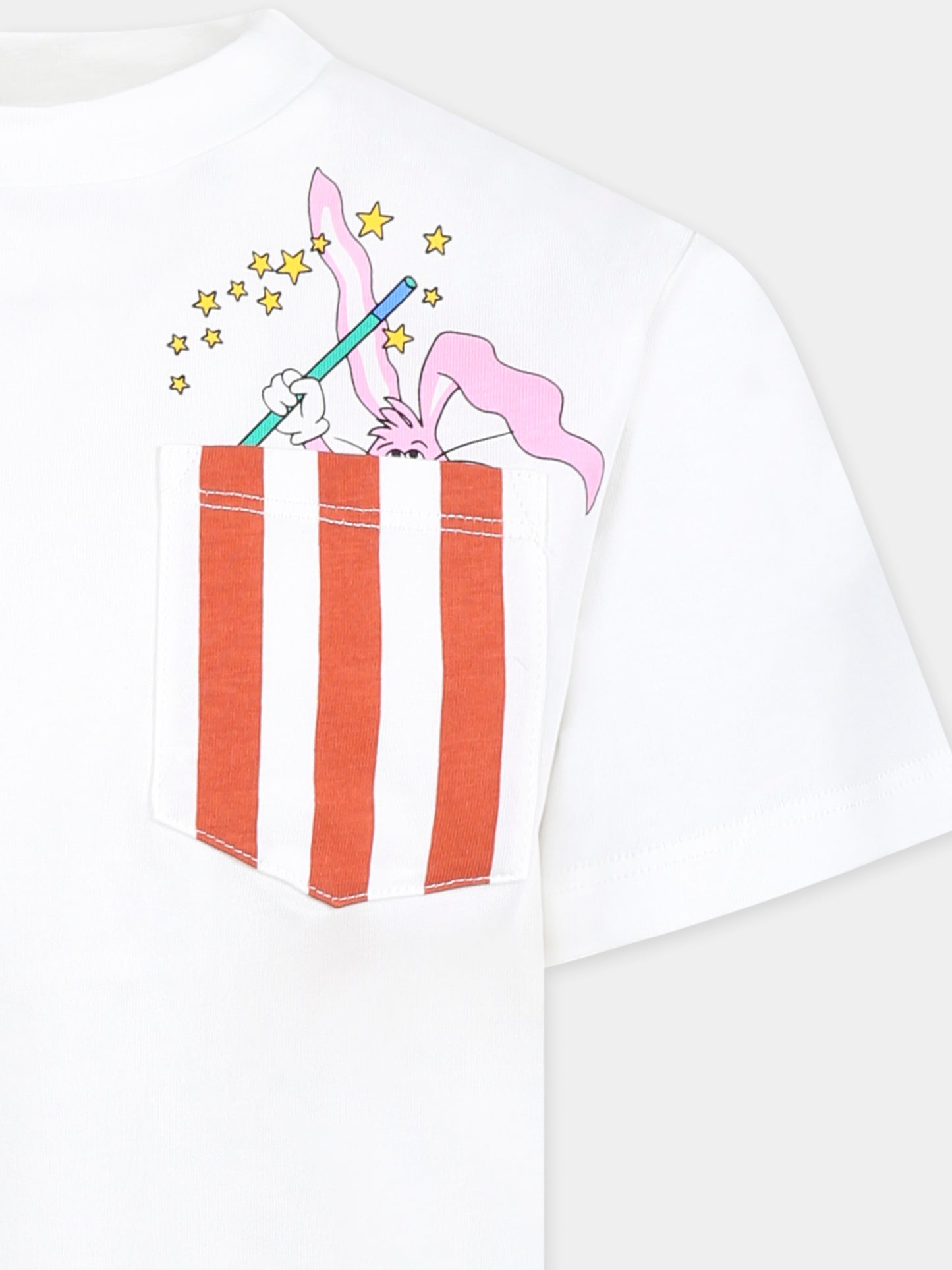 T-shirt bianca per bambino con coniglio