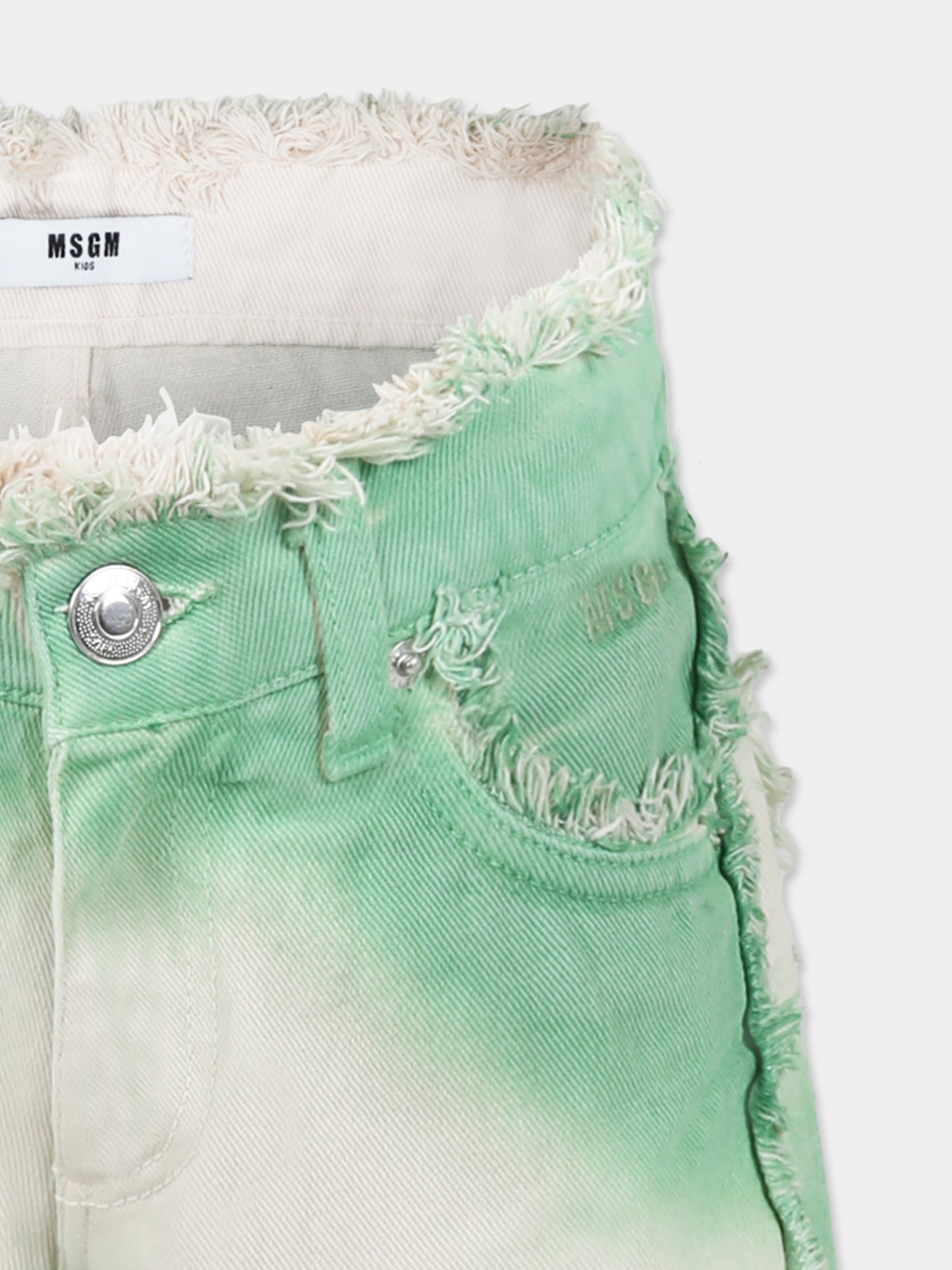 Shorts verdi per bambina con logo