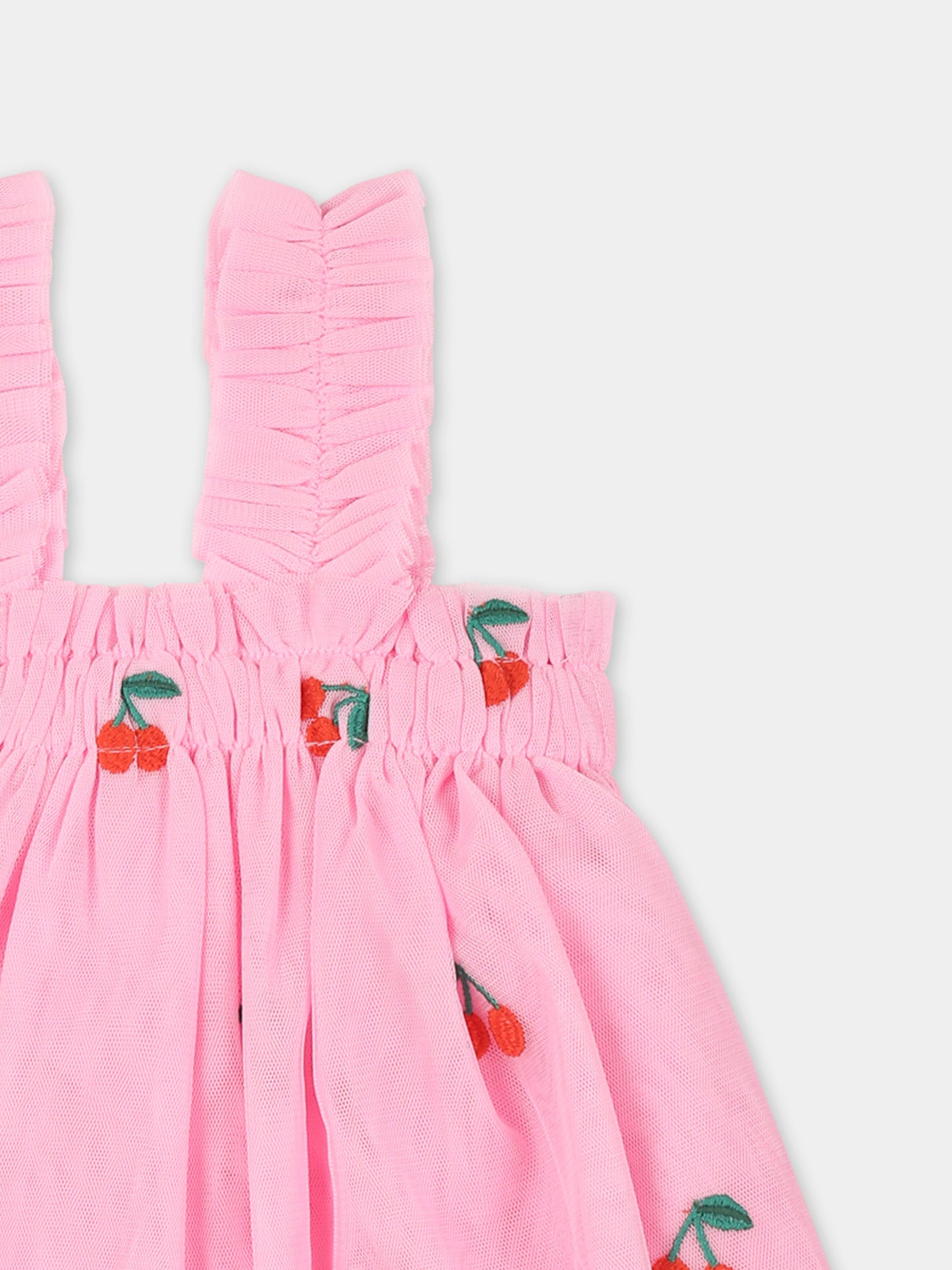 Vestito rosa per neonata con ciliegie all over,Stella Mccartney Kids,TW1092 Z2726 51CEM