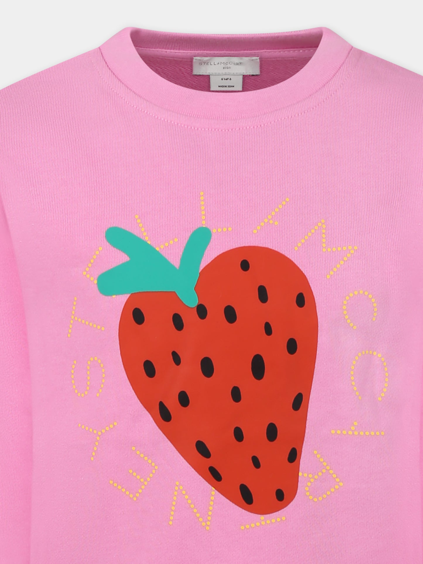 Felpa rosa per bambina con fragola,Stella Mccartney Kids,TW4A90 Z0499 552