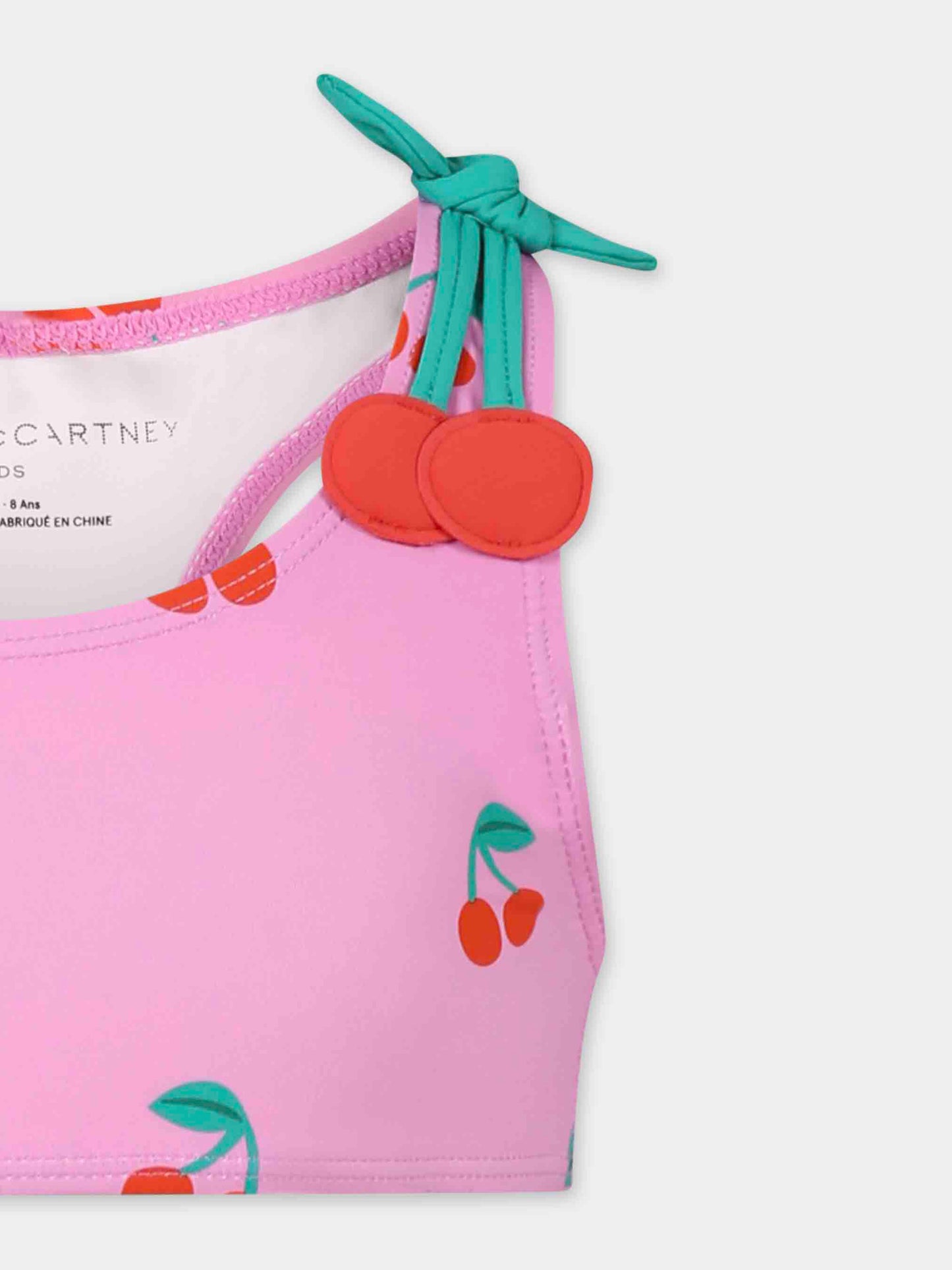 Bikini rosa per bambina con ciliegie