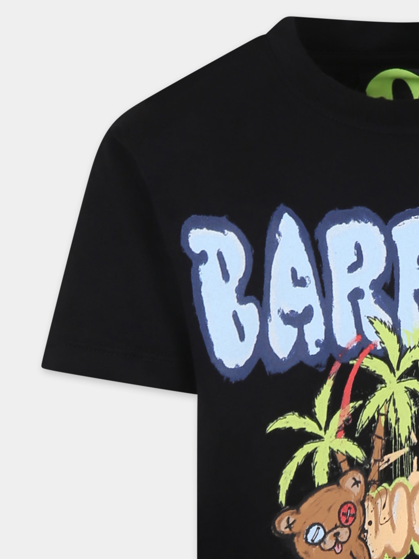 T-shirt nera per bambini con logo e stampa Bear