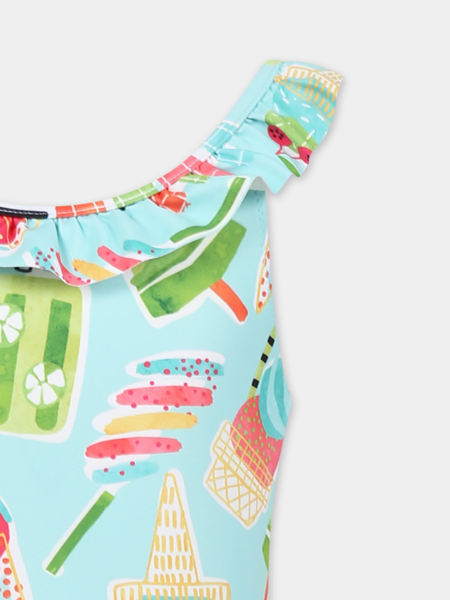 Costume intero verde acqua per bambina con gelati