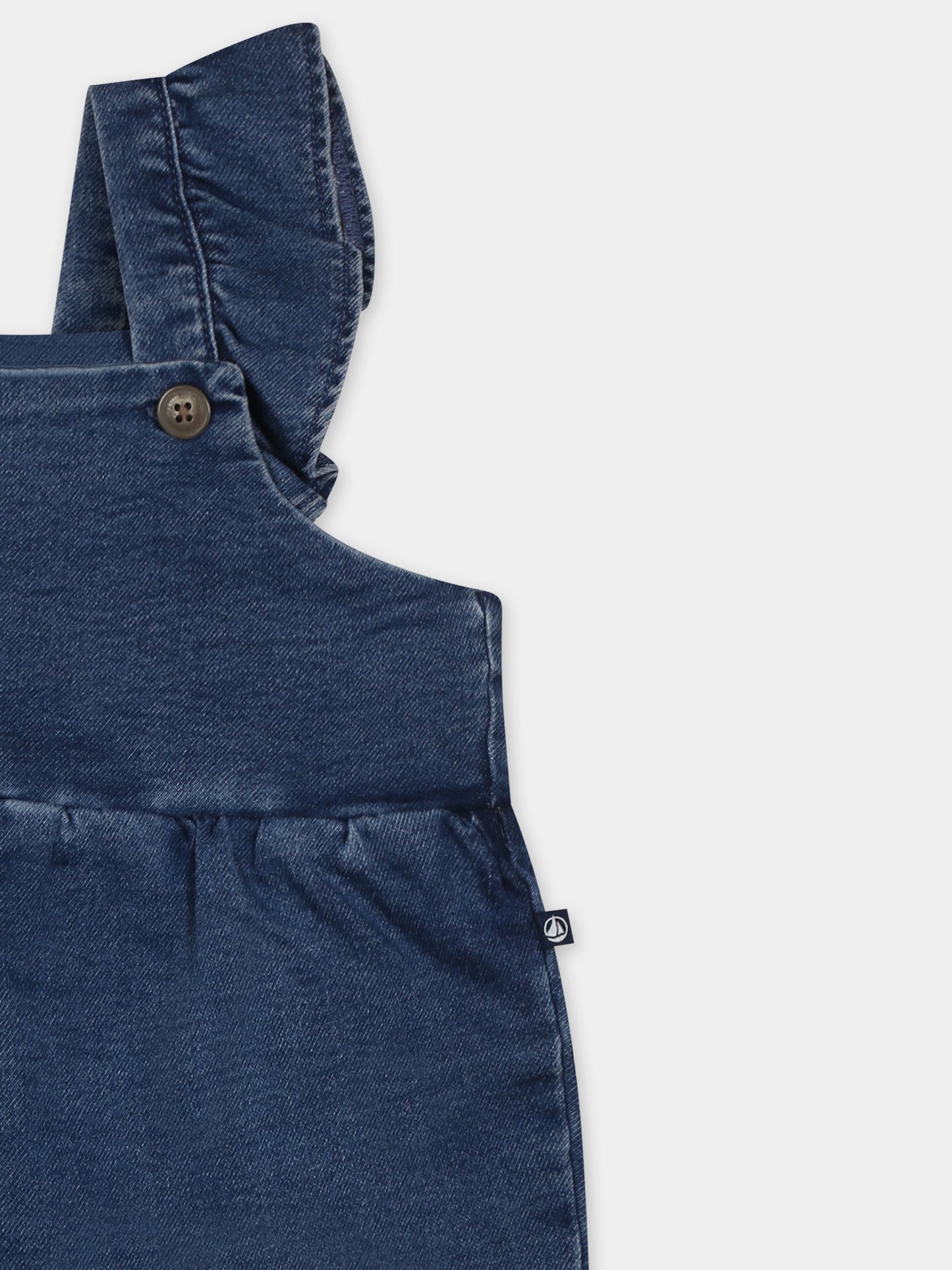 Salopette denim per neonata,Petit Bateau,A0CLA BLEU DELAVE 01