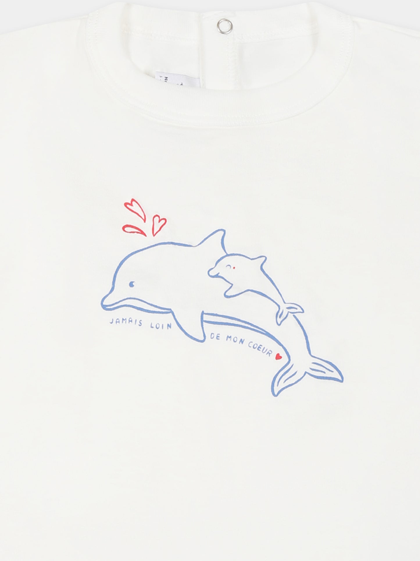 T-shirt bianca per neonato con delfini,Petit Bateau,A0CWB MARSHMALLOW 02