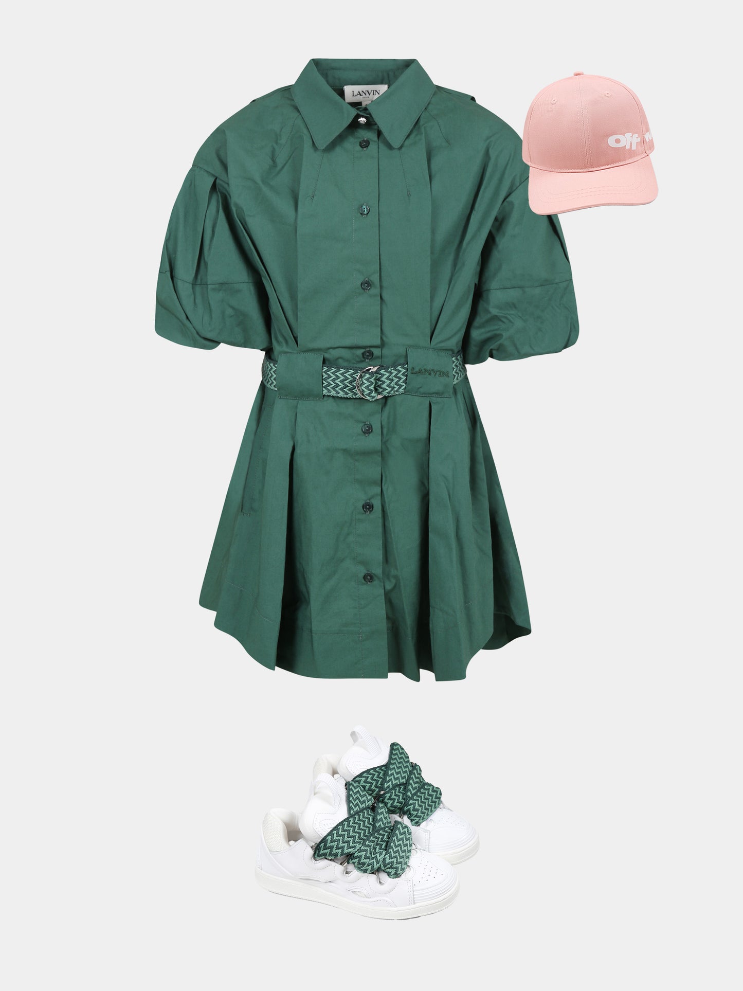 Vestito verde per bambina con logo