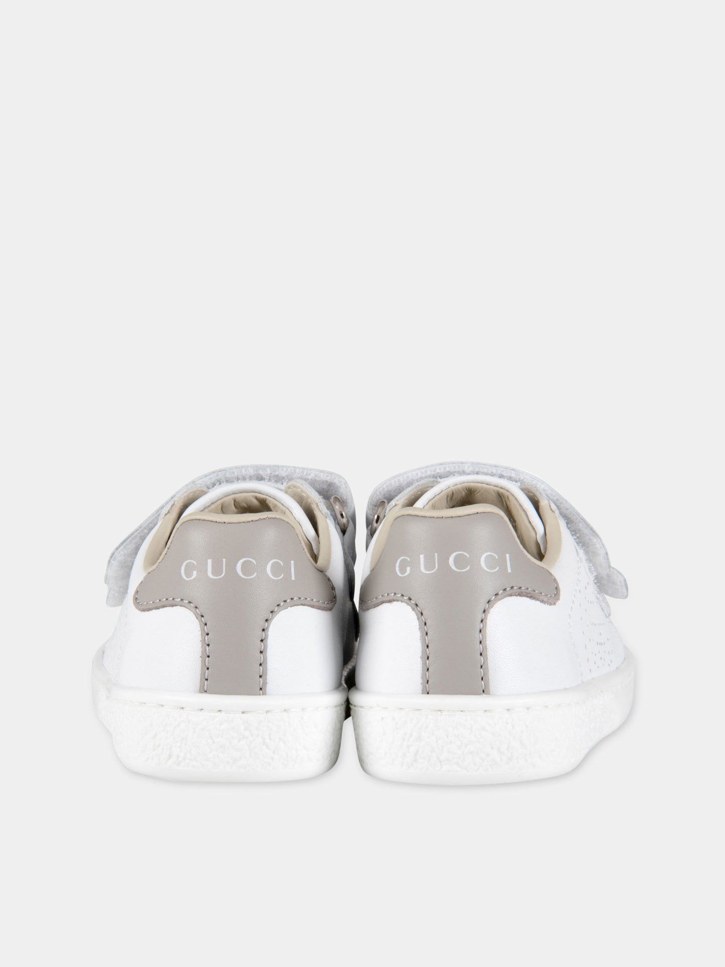 Sneaker bianche per bambini con doppia GG,Gucci Kids,630287/86/19 BLN70 9060