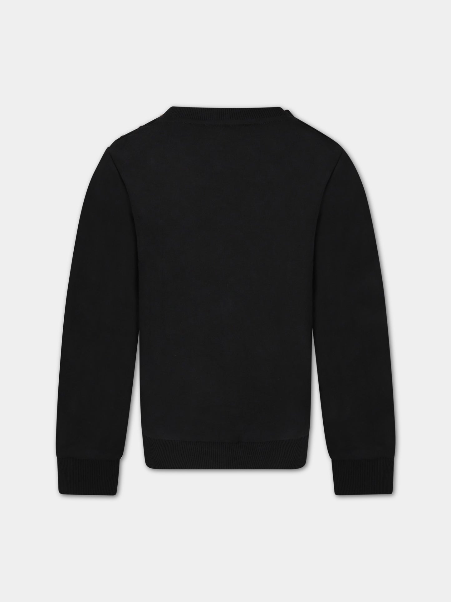 Felpa nera per bambini con logo argentato,Balmain Kids,6Q4080 F0015 930AG