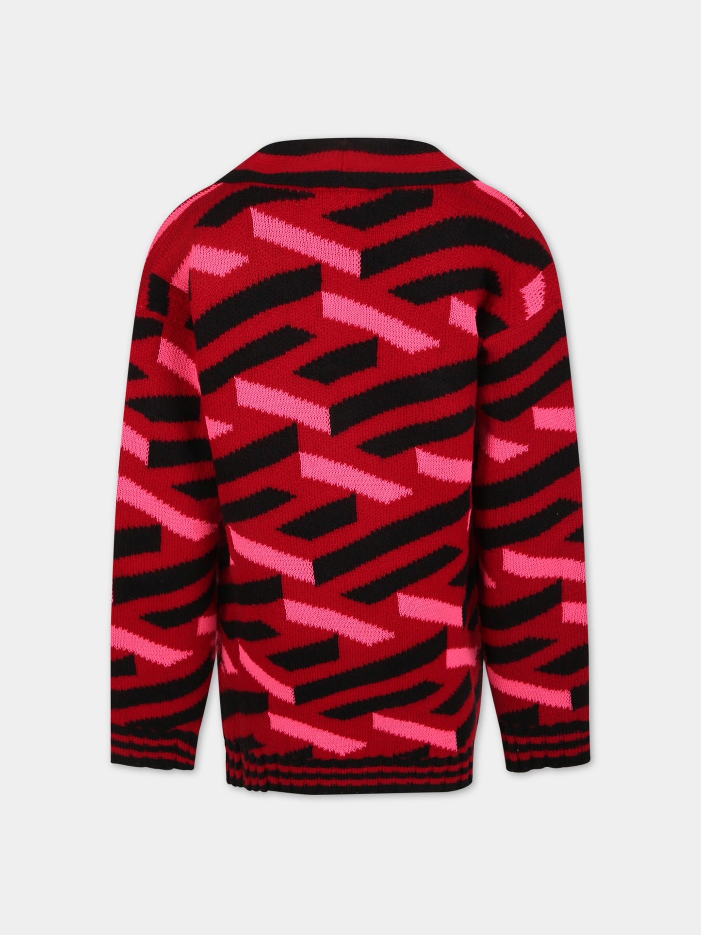 Cardigan multicolor per bambina con bottoni,Versace,1007500 1A05210 5R360