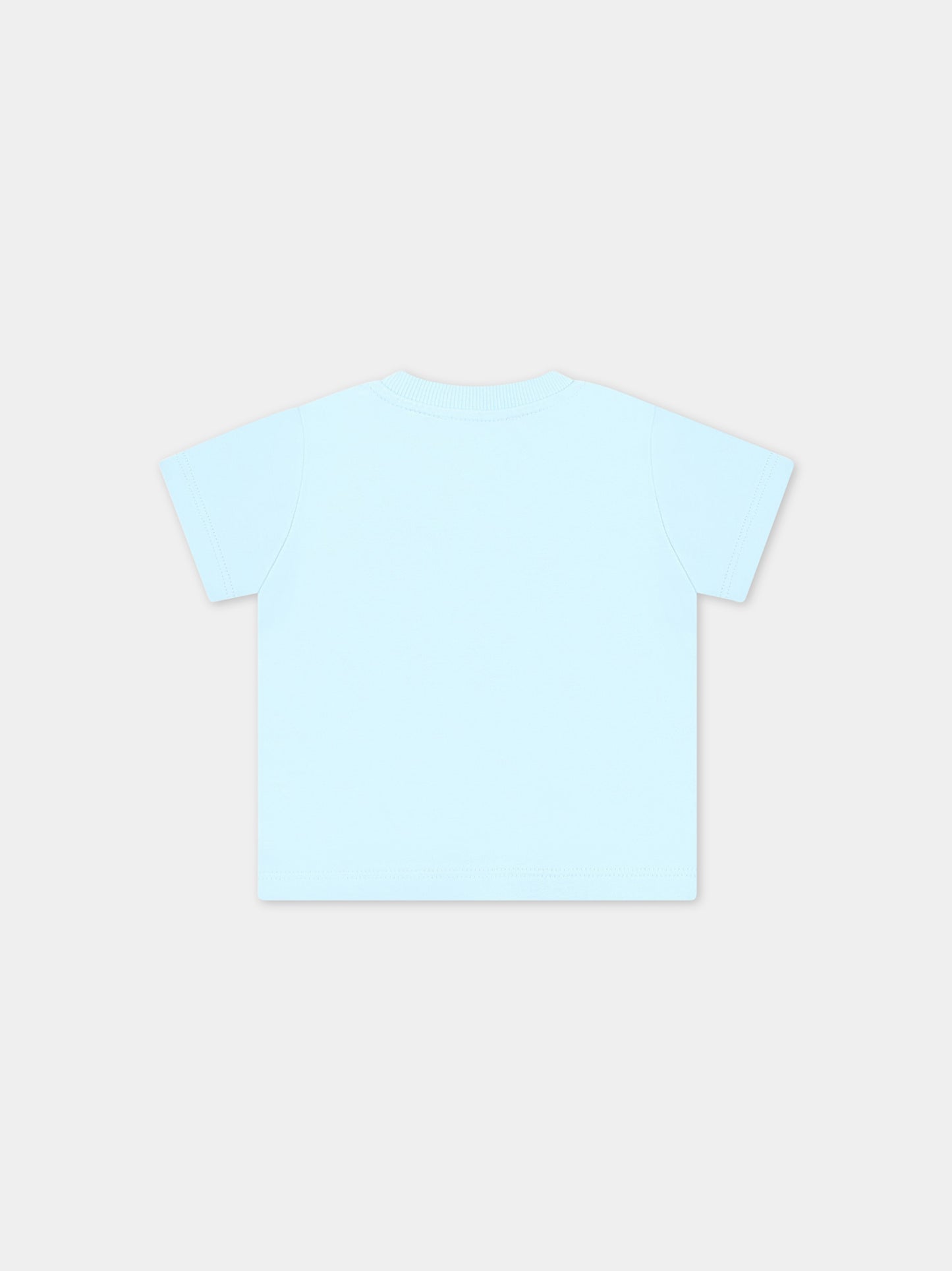 T-shirt celeste per neonato con Teddy Bear e logo,Moschino Kids,MOM032 LAA03 40304