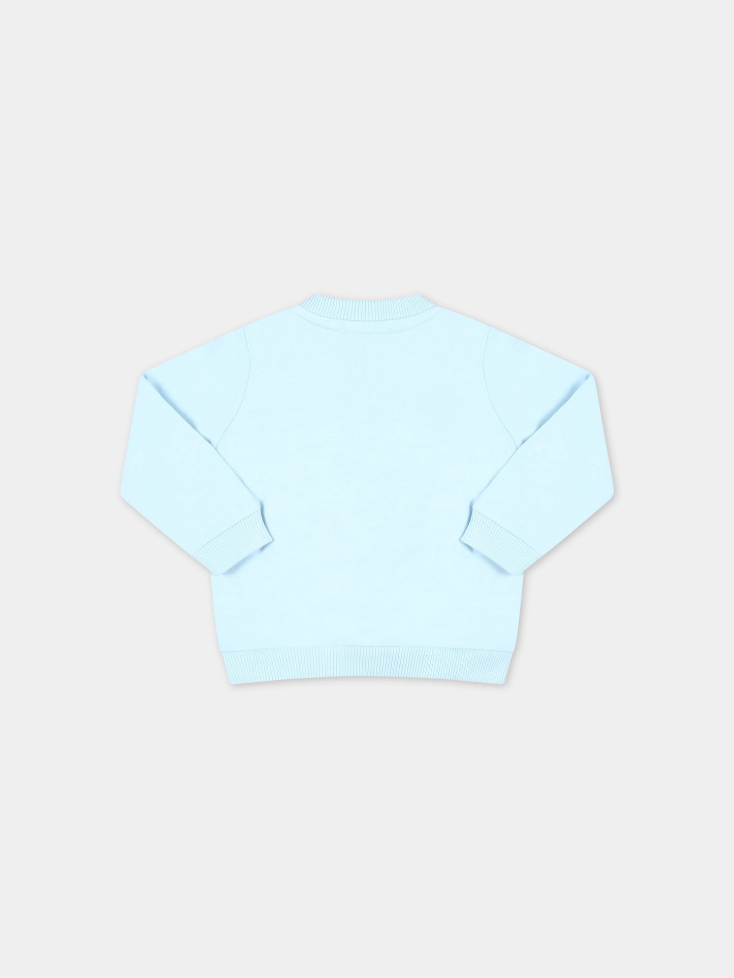 Felpa celeste per neonato con Teddy Bear e logo bianco,Moschino Kids,MMF04Q LCA19 40304