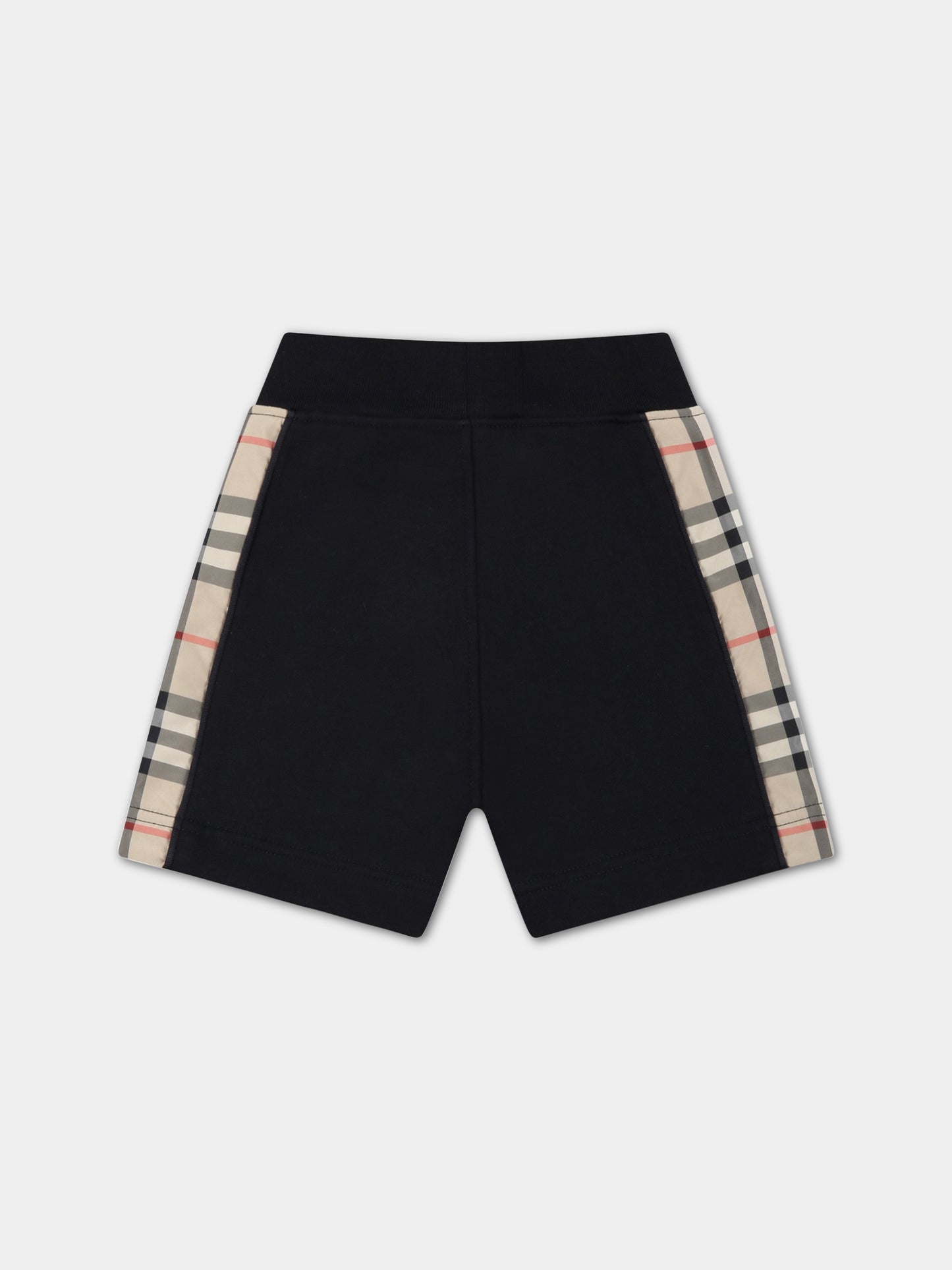 Shorts neri per neonato con check vintage,Burberry Kids,8061447