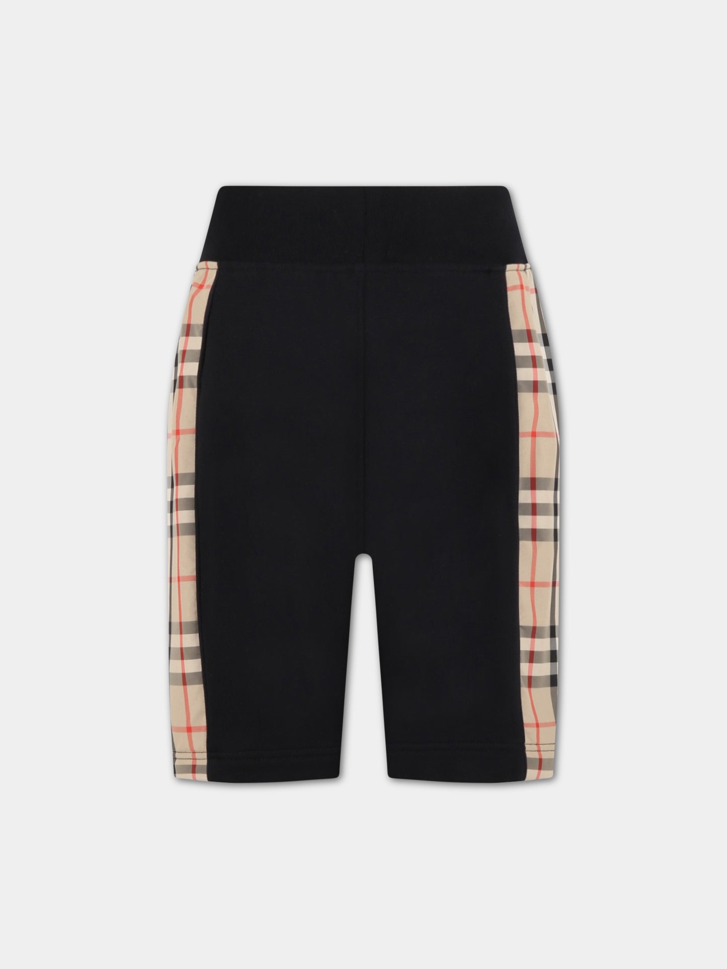 Shorts neri per bambino con check vintage,Burberry Kids,8060958