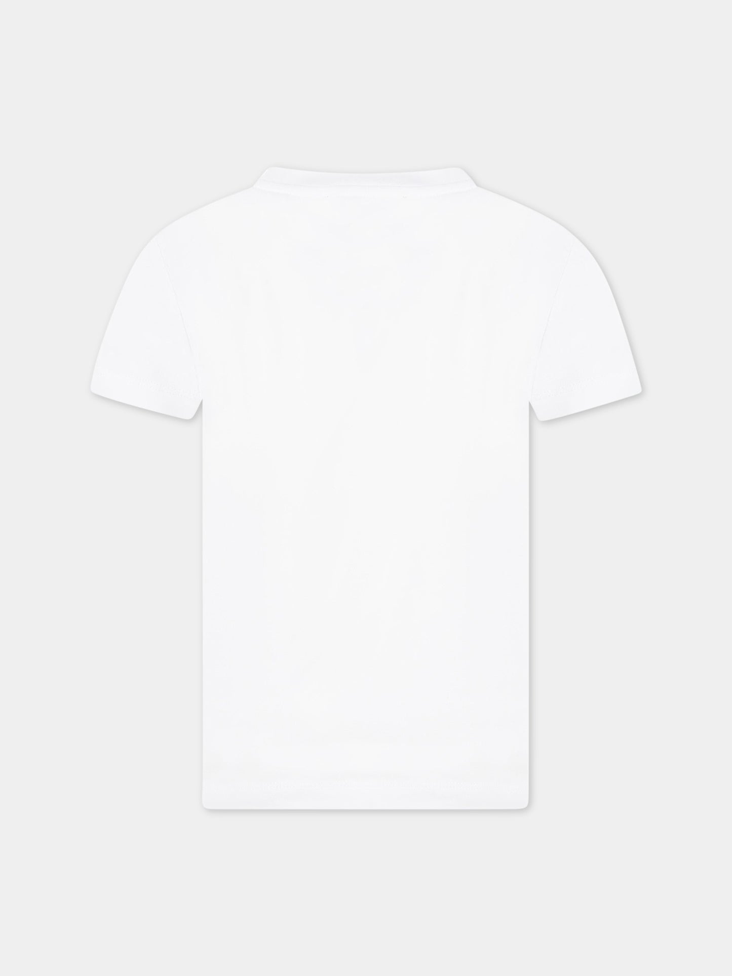 T-shirt bianca per bambino con logo rosso e iconici bottoni,Balmain Kids,BS8P21 Z0057 100