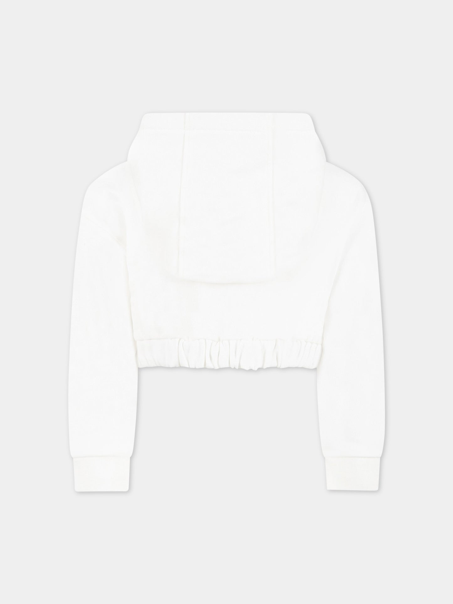 Felpa bianca per bambina con logo giallo in rilievo,Fendi Kids,JFH135 5V0 F0TU9