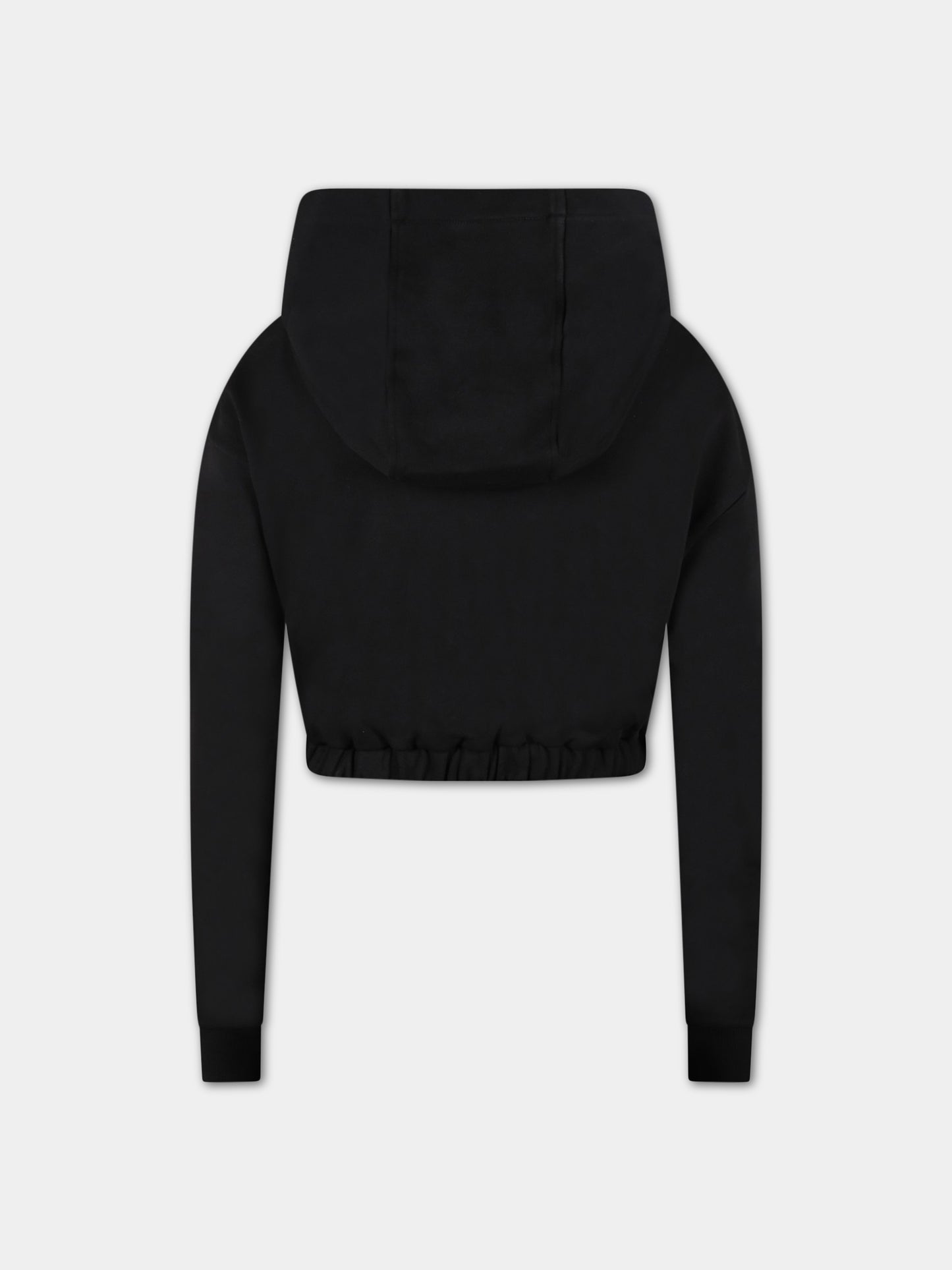 Felpa nera per bambina con logo giallo FF,Fendi Kids,JFH135 5V0 F0GME