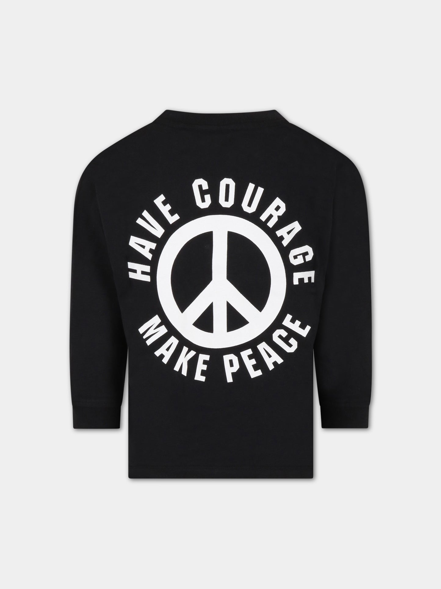 T-shirt nera per bambino con simbolo della pace,Molo,1S23A402 3951
