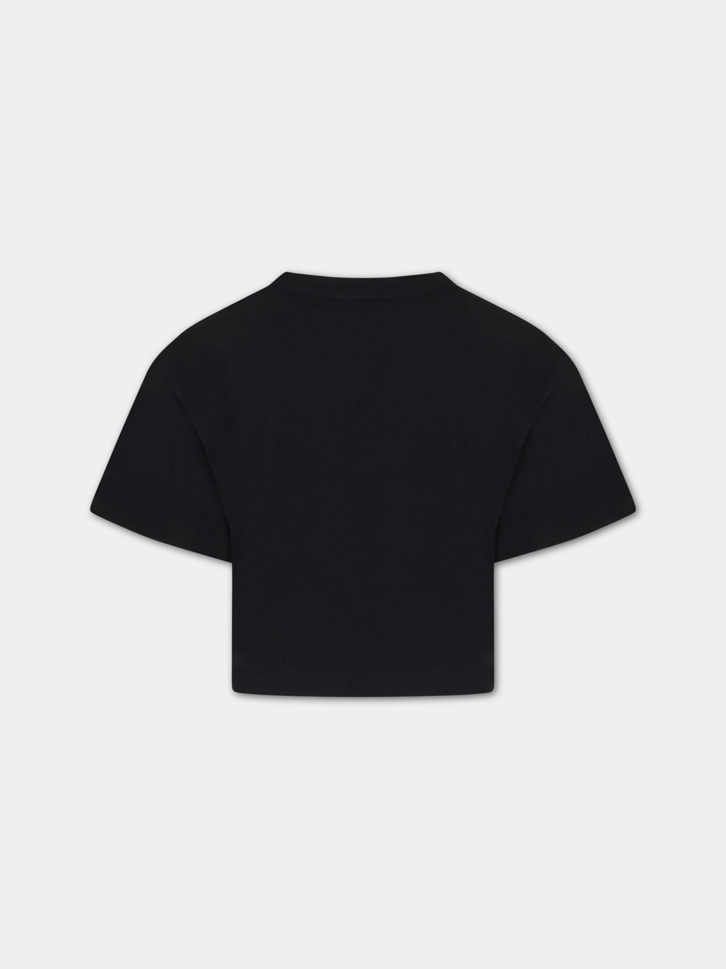 T-shirt nera per bambina con logo bianco,Dkny,D35S75 09B